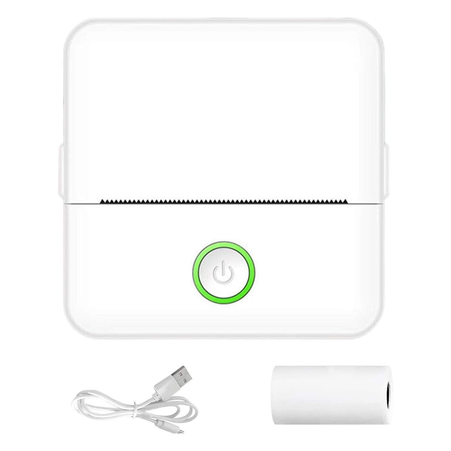 Printer | Instant Sticker Printer | Inkless Portable Printer | Wireless Photo Printer | Pocket Printer | Sticky Note Printer - White + 5 Rolls of