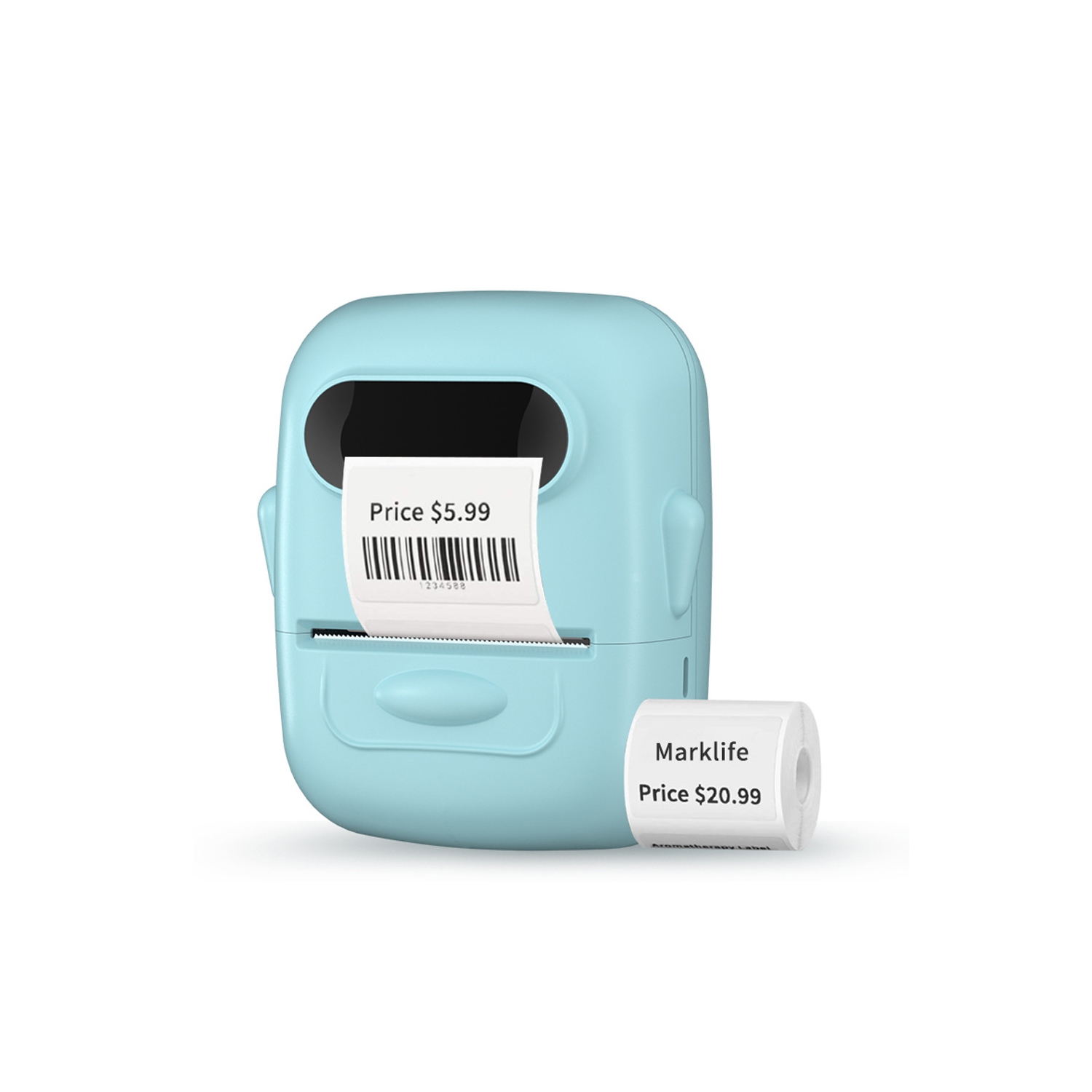Portable label printer, thermal label machine, barcode label printer, portable wireless label maker - blue