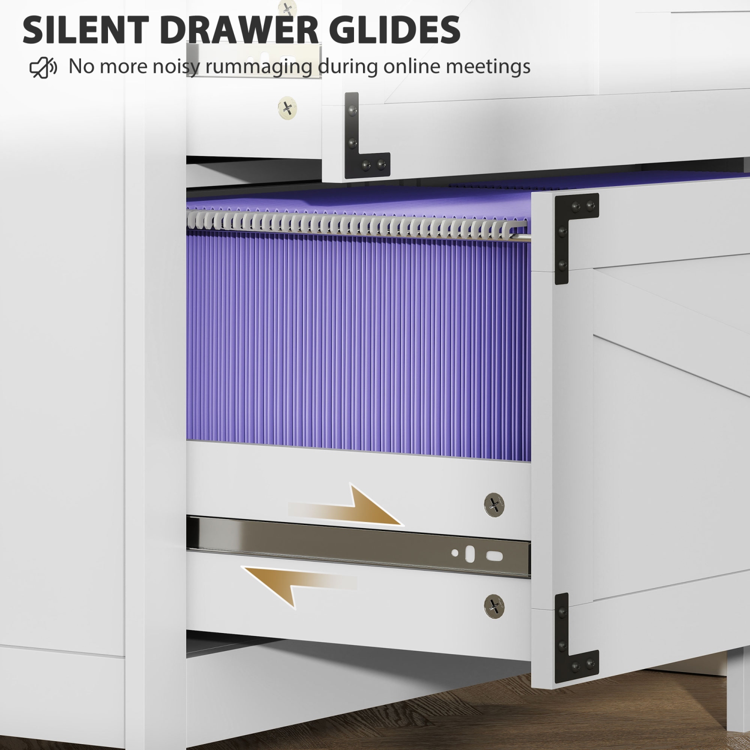 HOMCOM – Classeur à 4 tiroirs avec glissières silencieuses, classeur latéral Farmhouse pour dossiers de format lettre/A4/légal, support pour