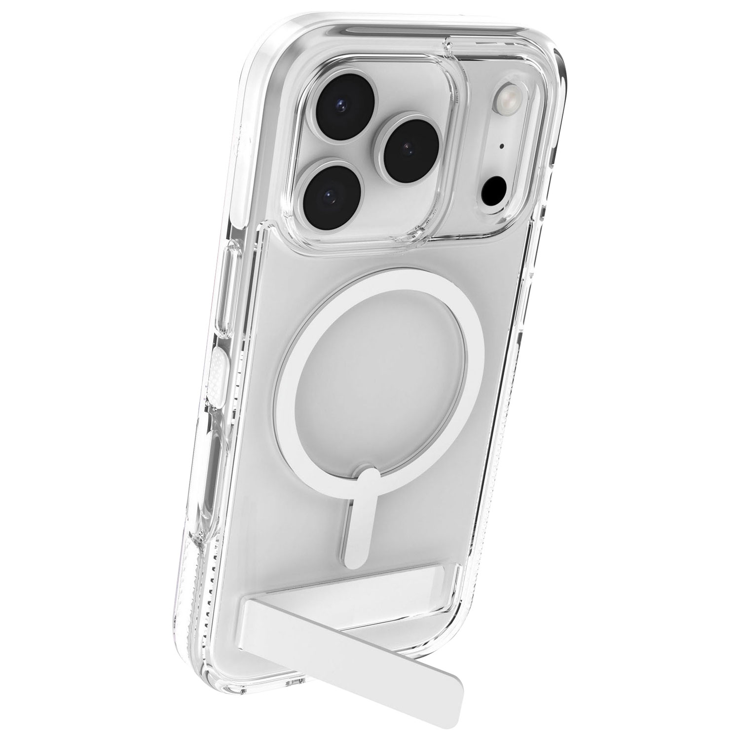 Étui rigide ajusté Santa Cruz Snap de ZAGG avec MagSafe et béquille pour iPhone 17 Pro - Blanc