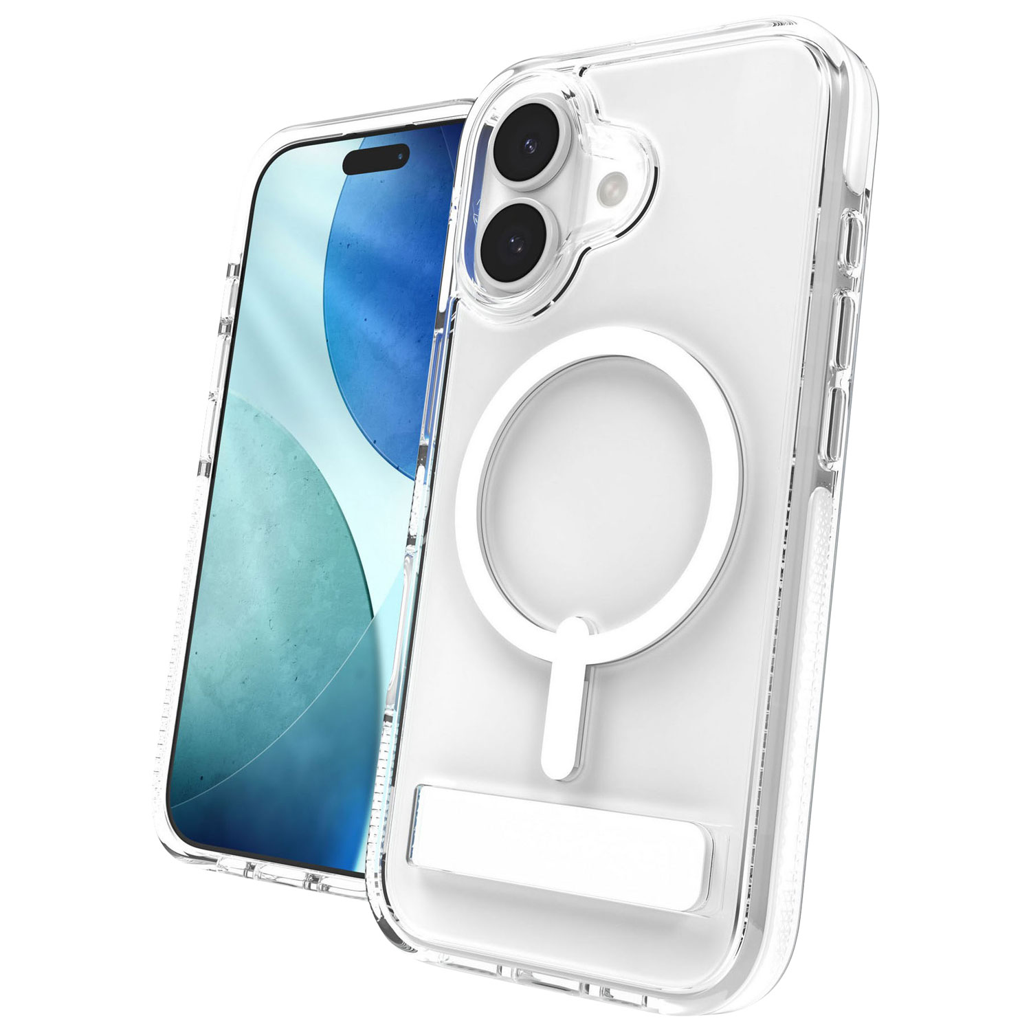 Étui rigide ajusté Santa Cruz Snap de ZAGG avec MagSafe et béquille pour iPhone 17 - Blanc