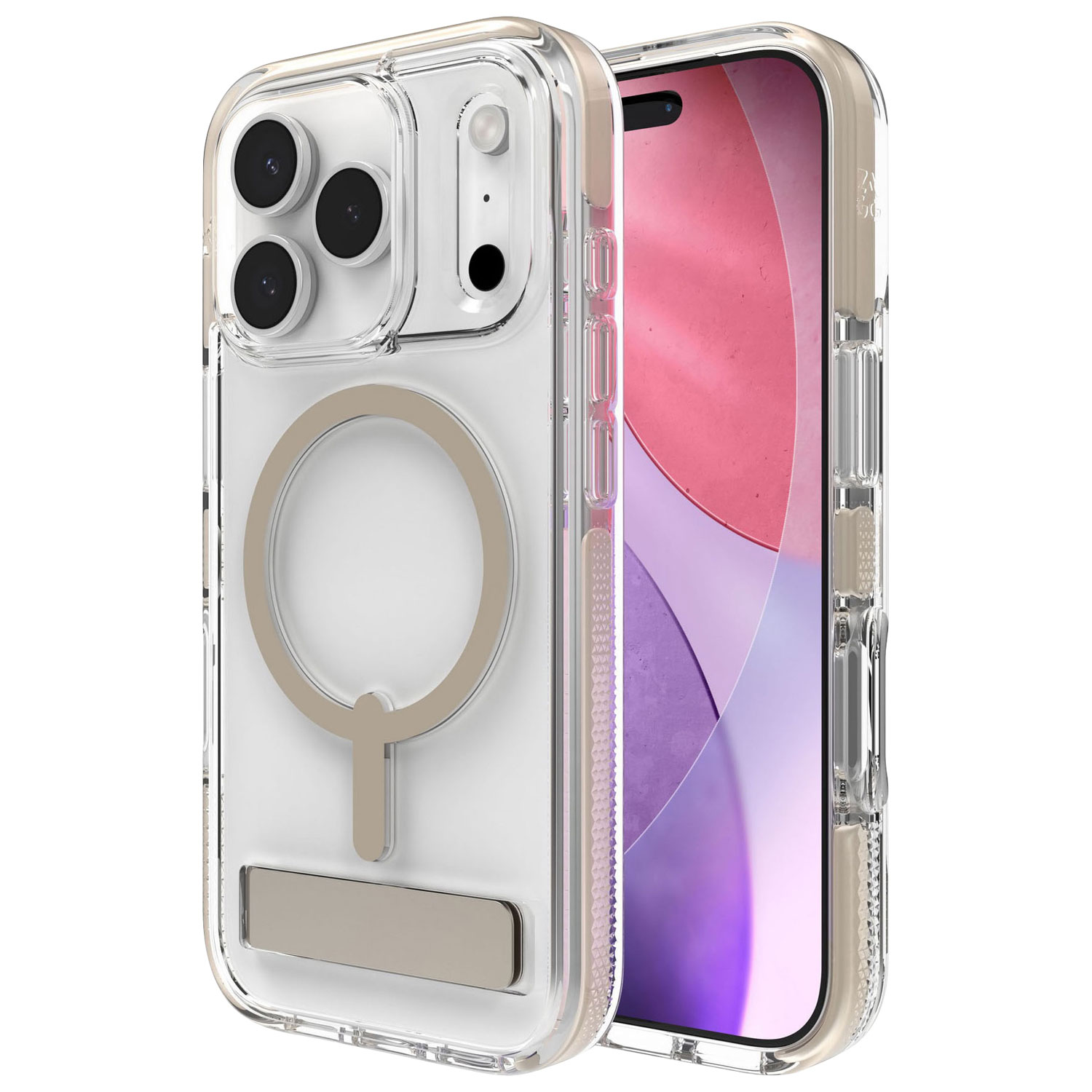 ZAGG Santa Cruz Snap Fitted Hard Shell Case with MagSafe & Kickstand for iPhone 17 Pro - Titanium