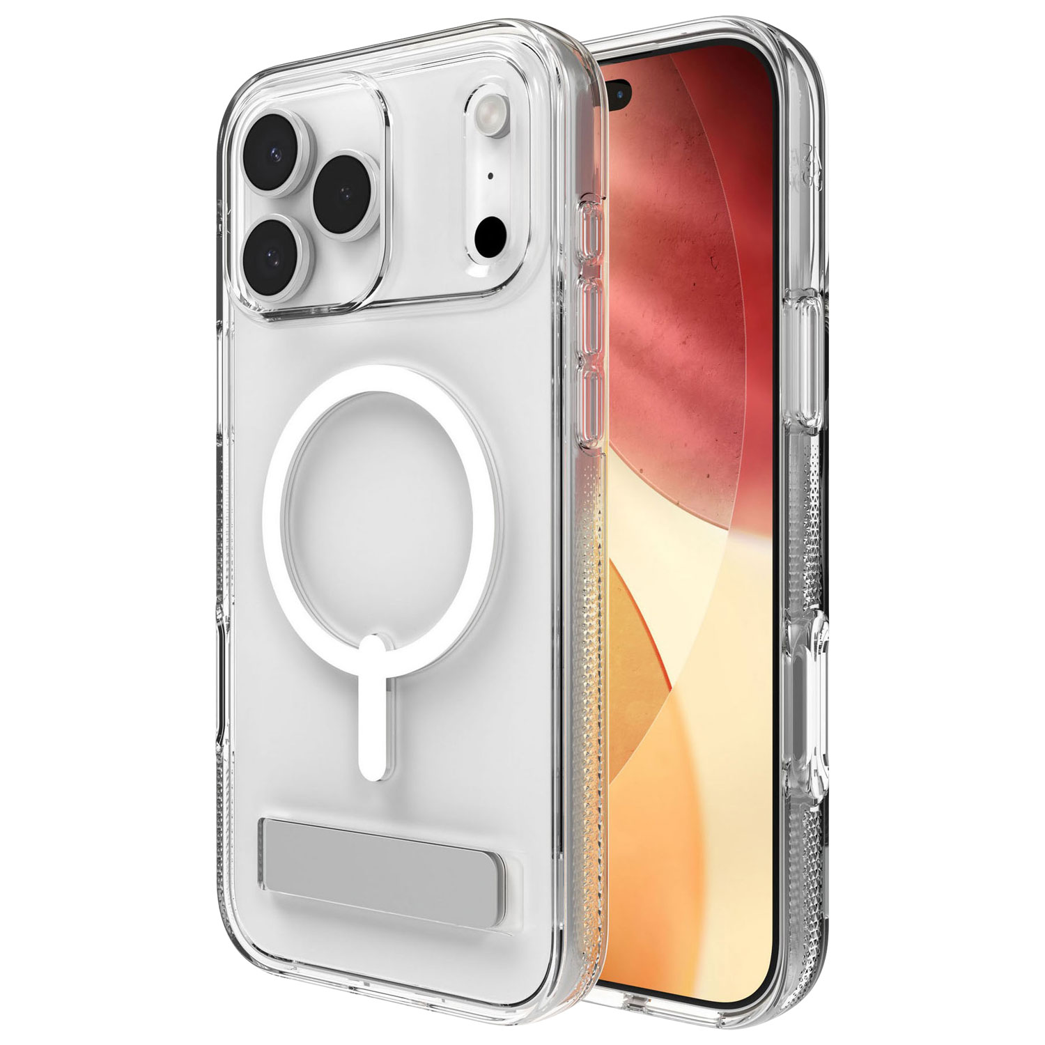 ZAGG Crystal Palace Snap Fitted Hard Shell Case with Kickstand for iPhone 17 Pro Max - Clear