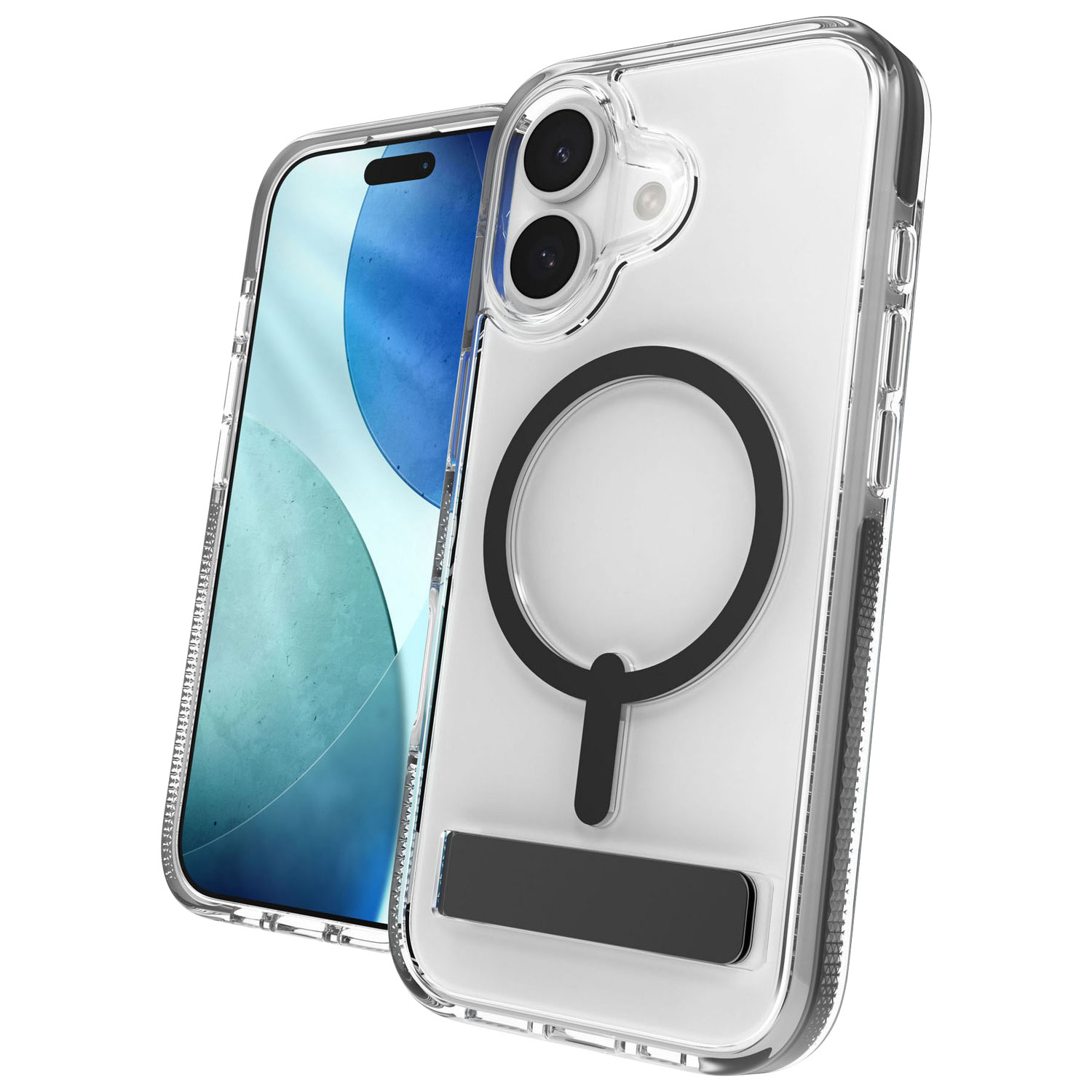 Étui rigide ajusté Santa Cruz Snap de ZAGG avec MagSafe et béquille pour iPhone 17 - Noir