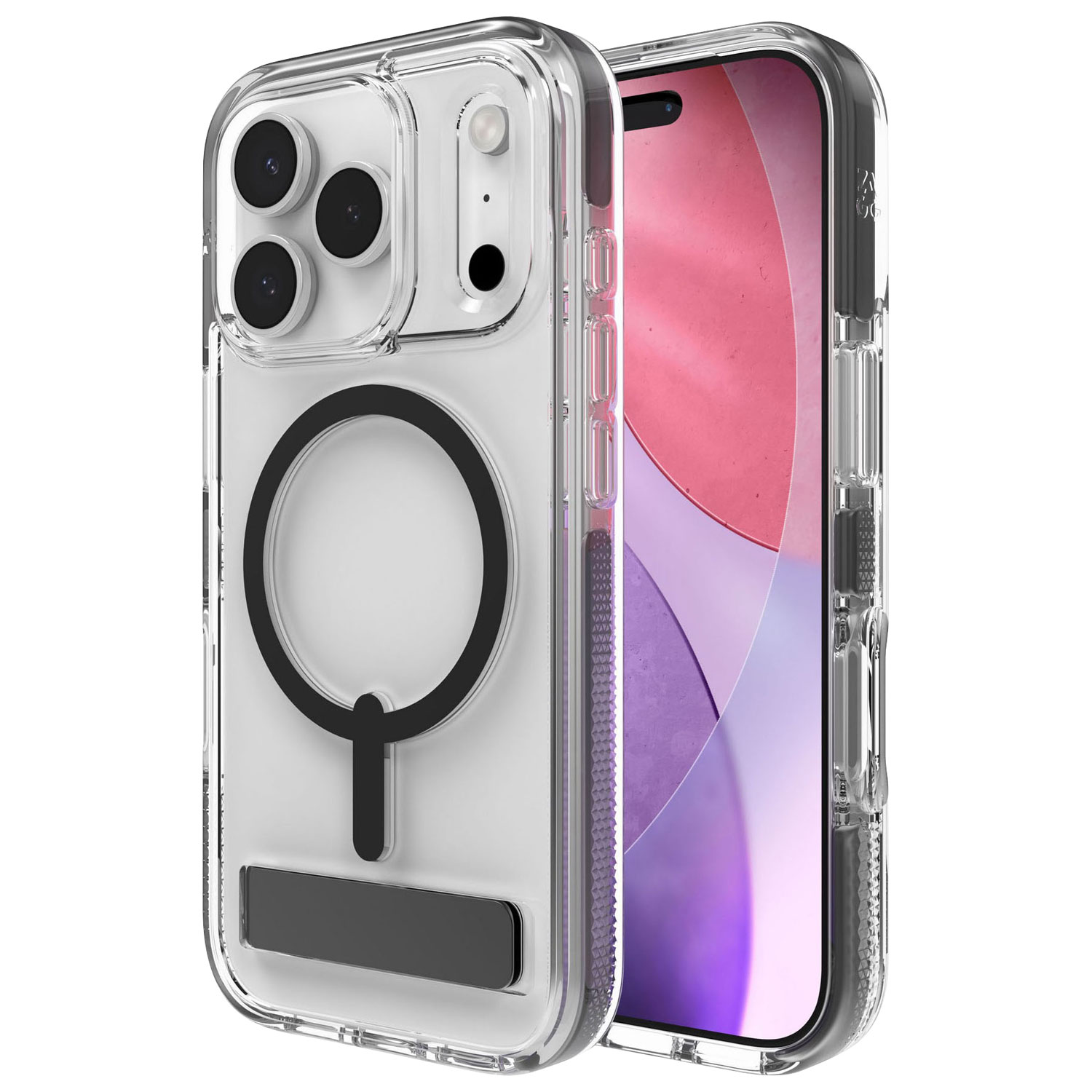 Étui rigide ajusté Santa Cruz Snap de ZAGG avec MagSafe et béquille pour iPhone 17 Pro - Noir