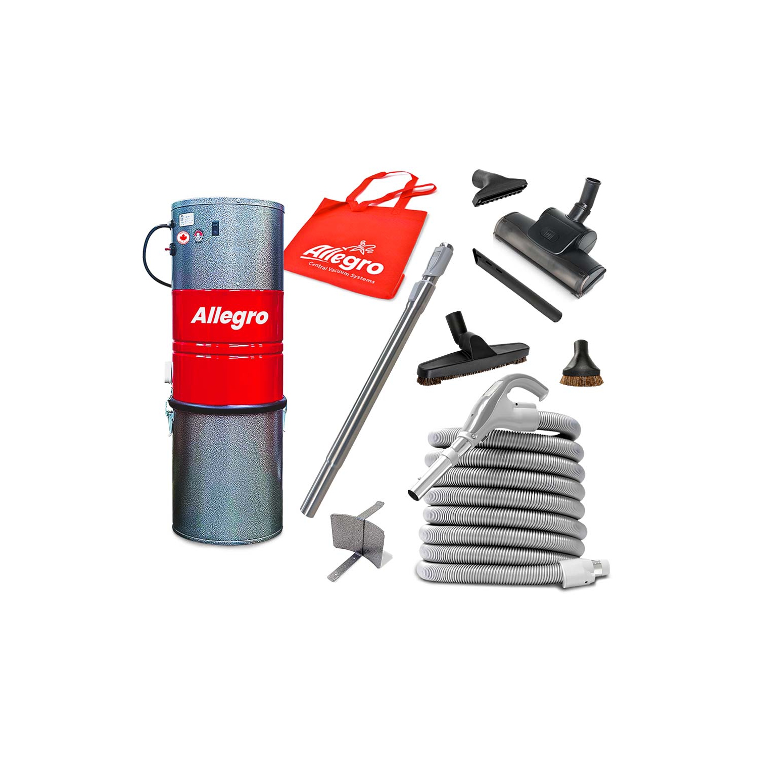 ALLEGRO 628 AW Powerful Central Vacuum System-30ft Deluxe Turbo Accessory Kit-Made in Canada
