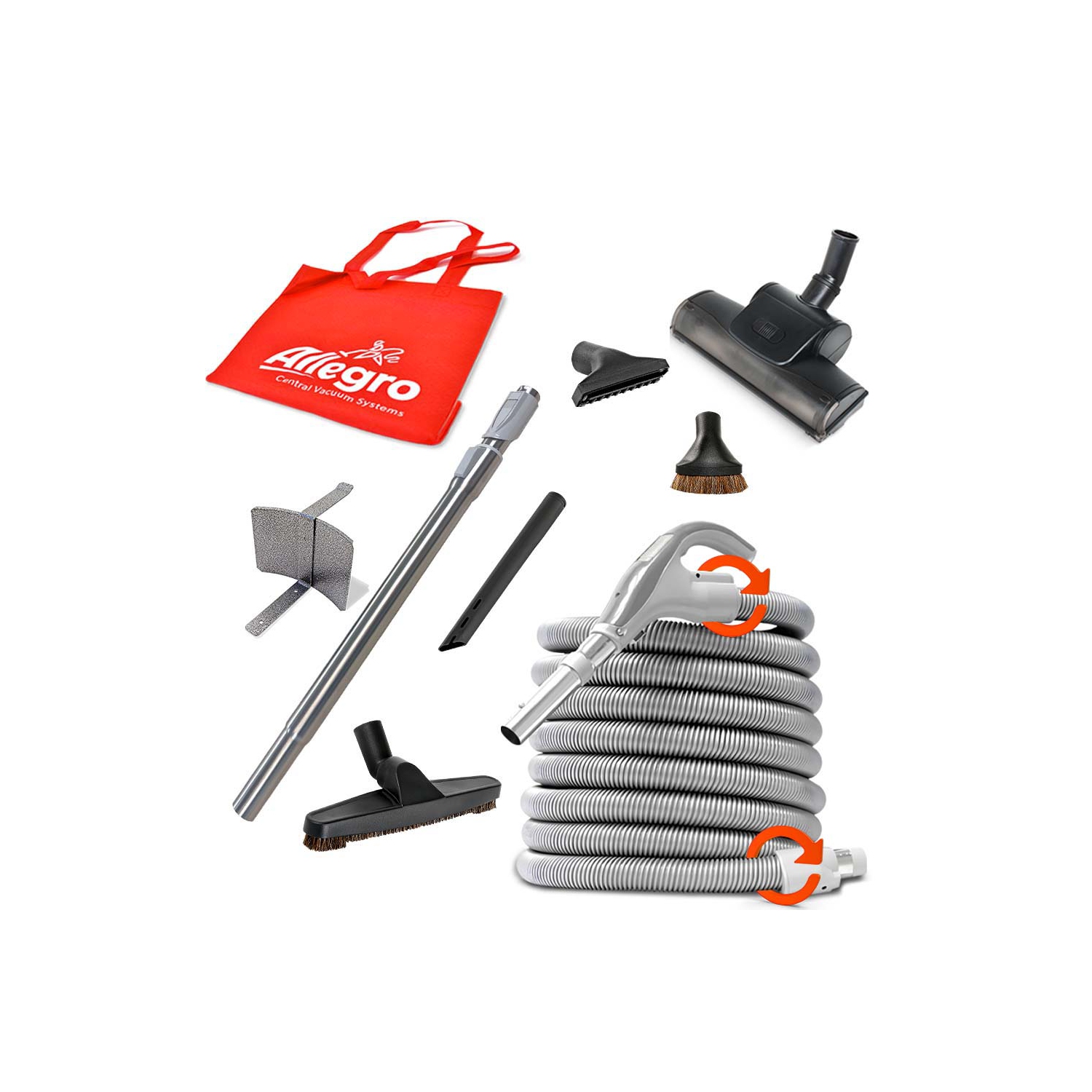 ALLEGRO 628 AW Powerful Central Vacuum System-30ft Deluxe Turbo Accessory Kit-Made in Canada
