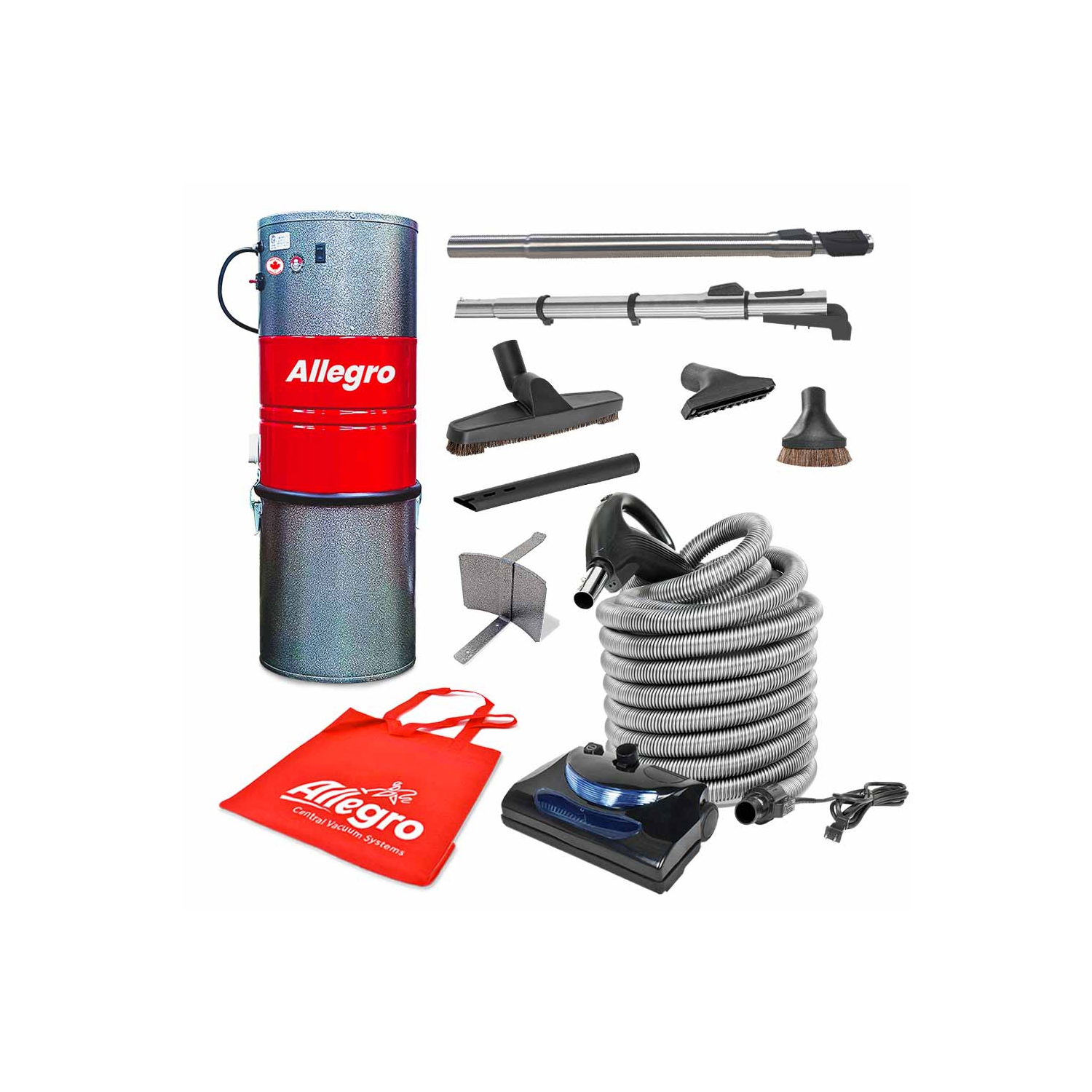 Le puissant système d'aspirateur central ALLEGRO 628 AW – Trousse d'accessoires électriques de luxe 30&nbsp;pi, fabriquée au Canada