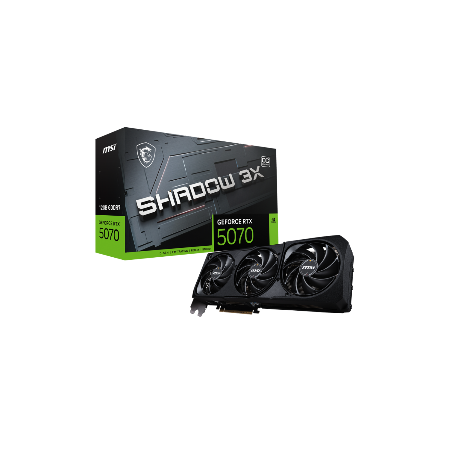 MSI RTX 5070 12G SHADOW 3X OC Graphics Card, GDDR7 12G, PCI-E 5, 28Gbps, 192 bits, TBC, HDMI 1, DP 3 (2.1a)
