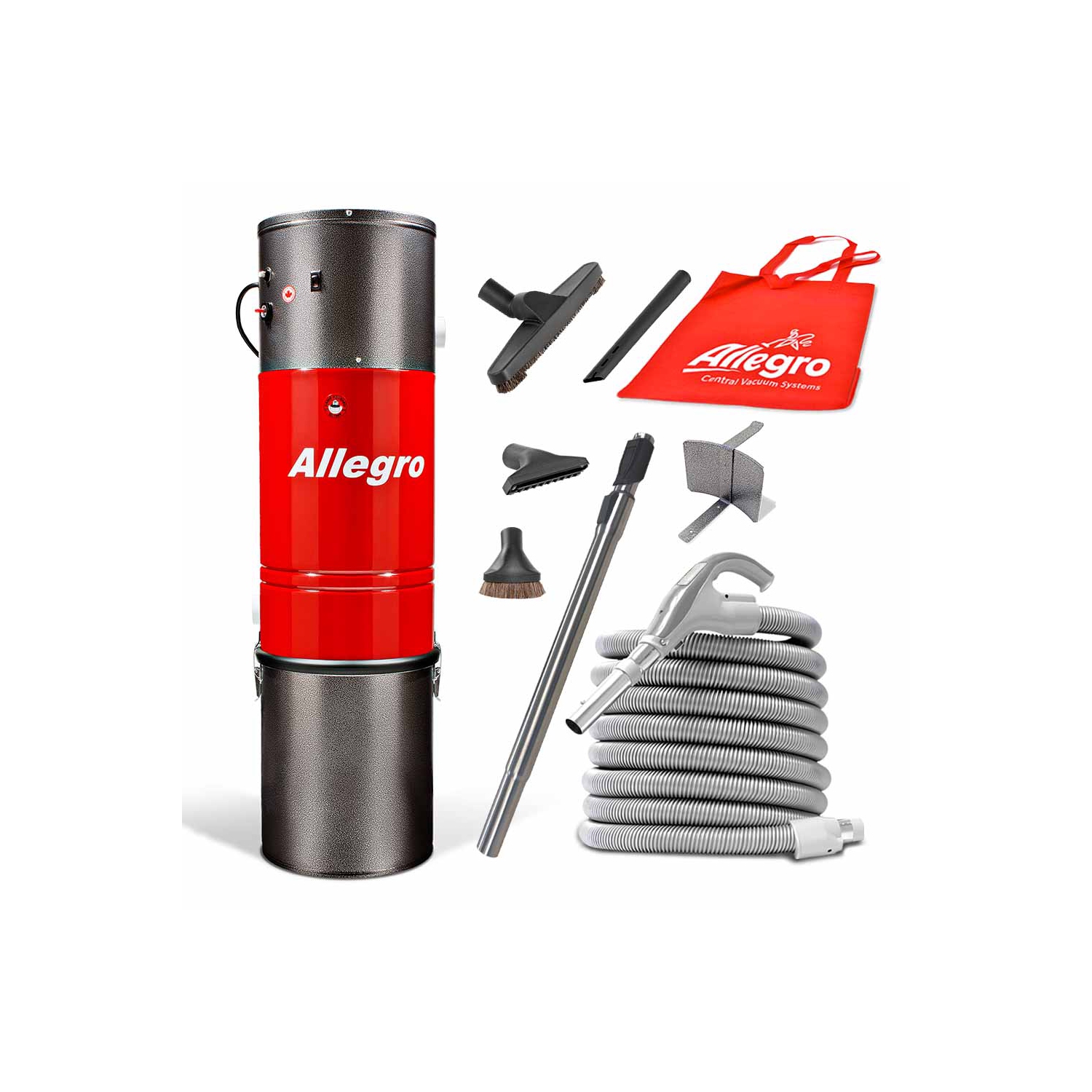 ALLEGRO 655 AW Powerful Central Vacuum System-30ft Deluxe Bare Floor Accessory Kit-Made in Canada