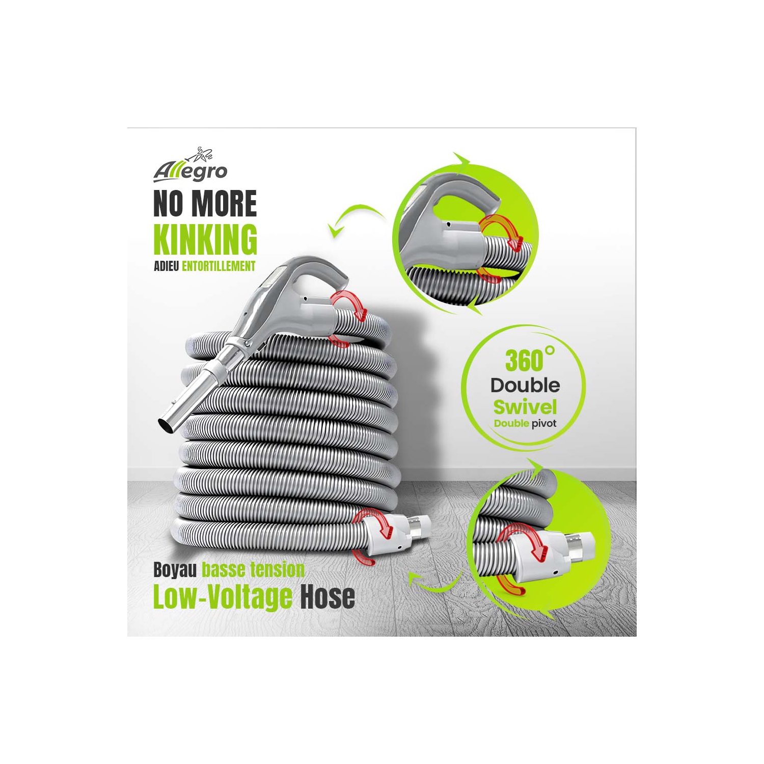 ALLEGRO 655 AW Powerful Central Vacuum System-30ft Deluxe Bare Floor Accessory Kit-Made in Canada