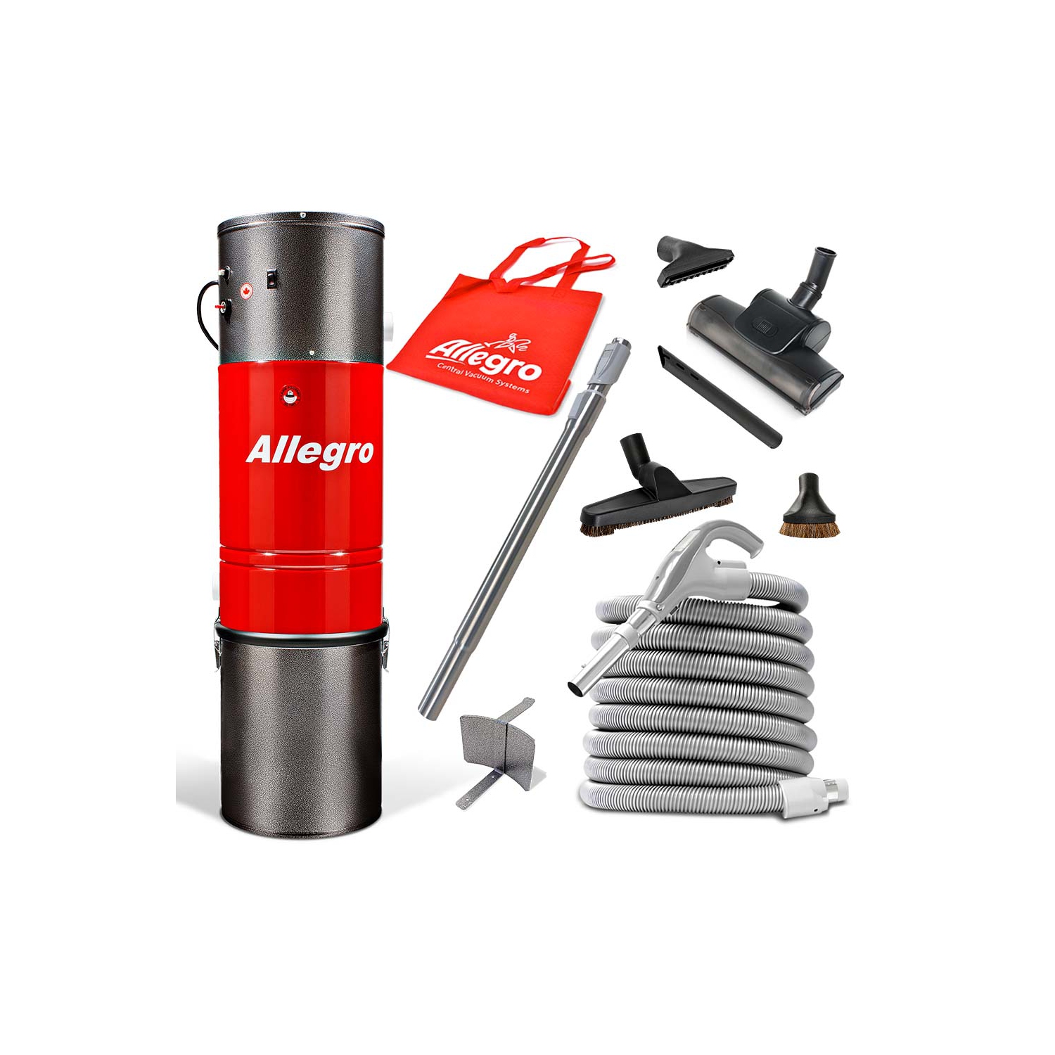 ALLEGRO 655 AW Powerful Central Vacuum System-50ft Deluxe Turbo Accessory Kit-Made in Canada