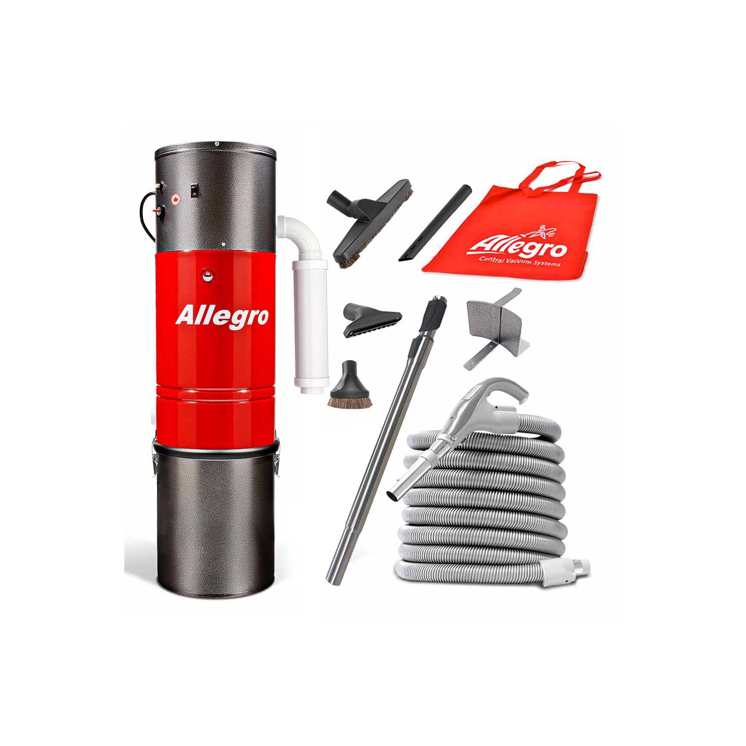 ALLEGRO POWERHOUSE PRO Central Vacuum-625AW-165" Waterlift-30ft Deluxe Hardwood Accessory Kit-Made in Canada