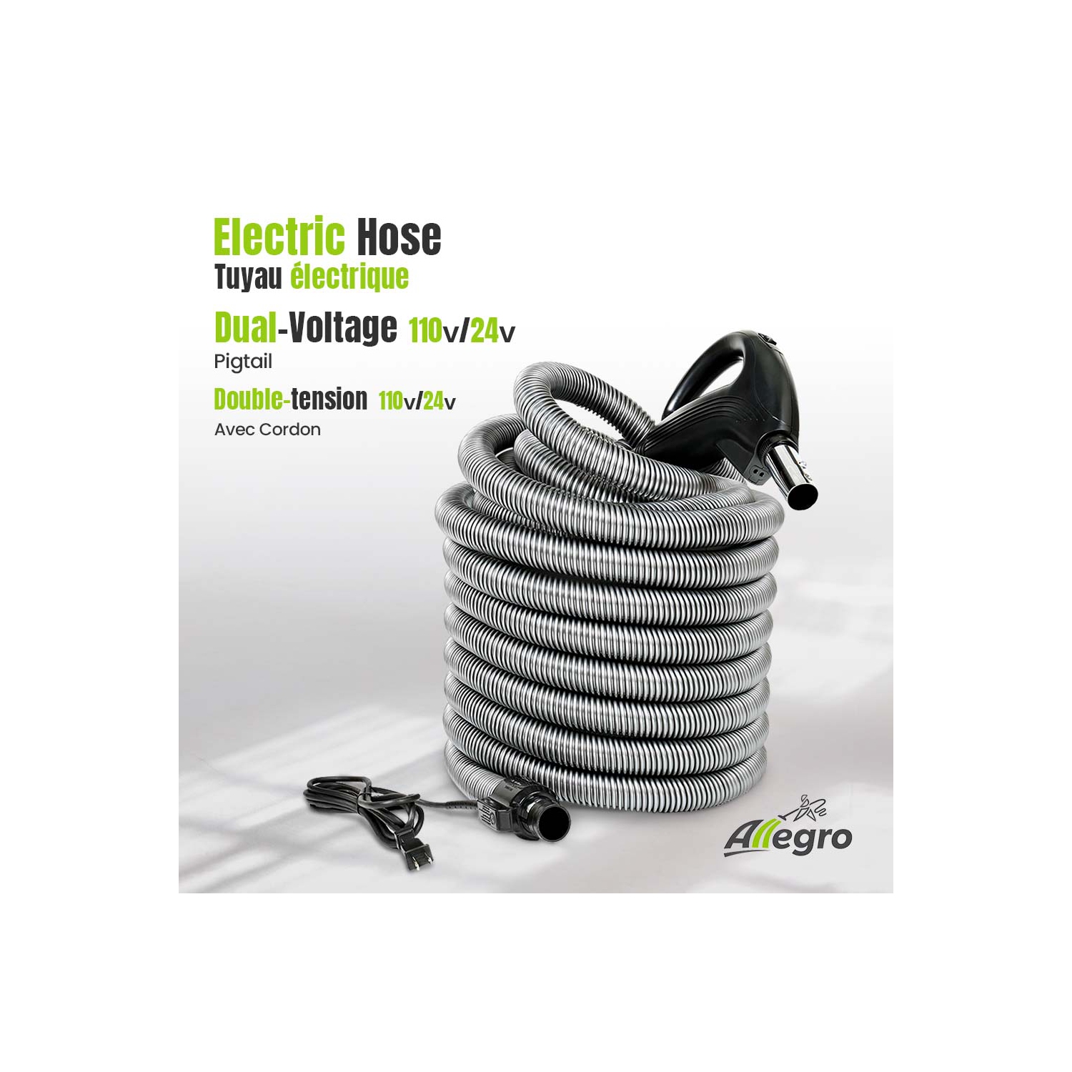 Le puissant système d'aspirateur central ALLEGRO 655 AW-30&nbsp;pi de luxe avec tête motorisée allemande et accessoires électriques fabriqués au