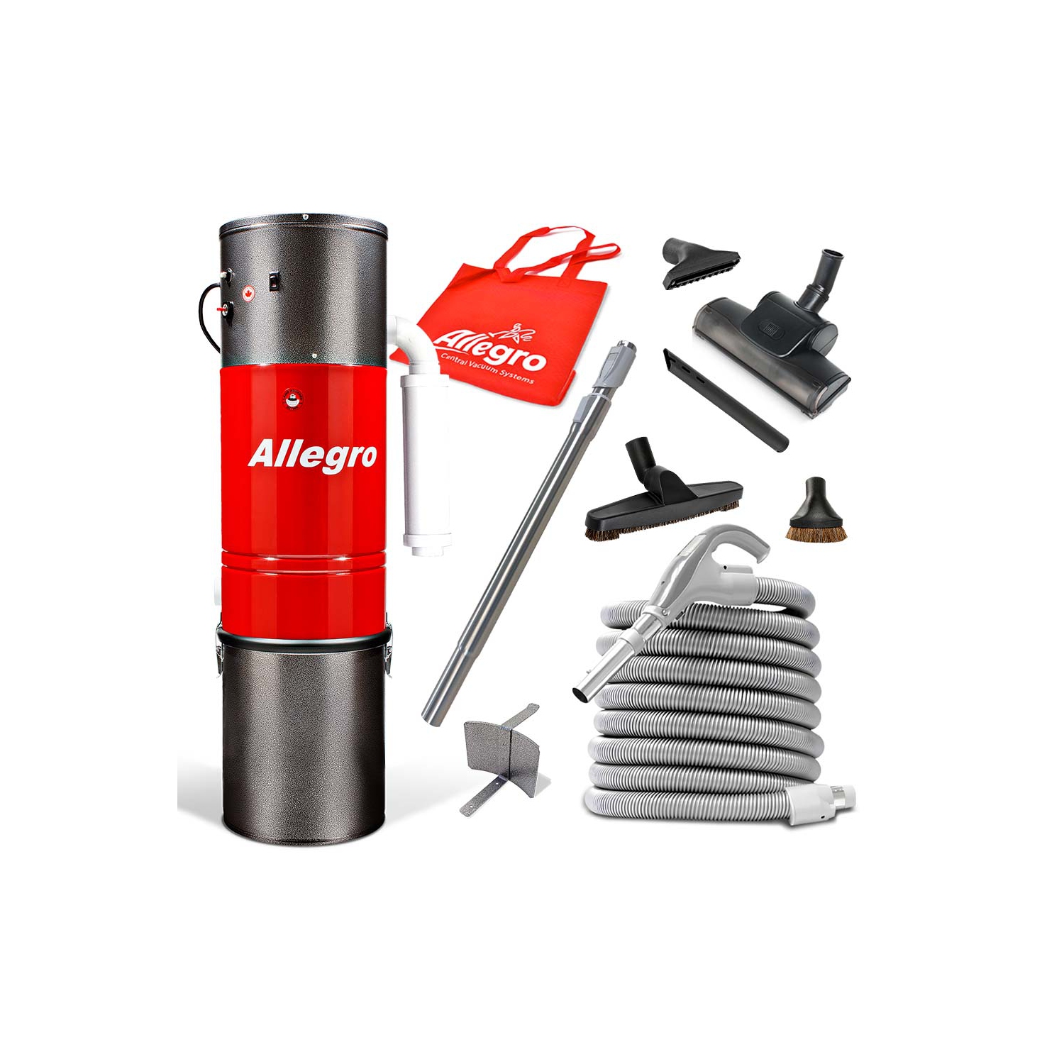 Trousse d'accessoires POWERHOUSE PRO pour aspirateur central ALLEGRO de luxe 625 AW-165&nbsp;po Waterlift-30&nbsp;pi Turbo fabriqué au Canada