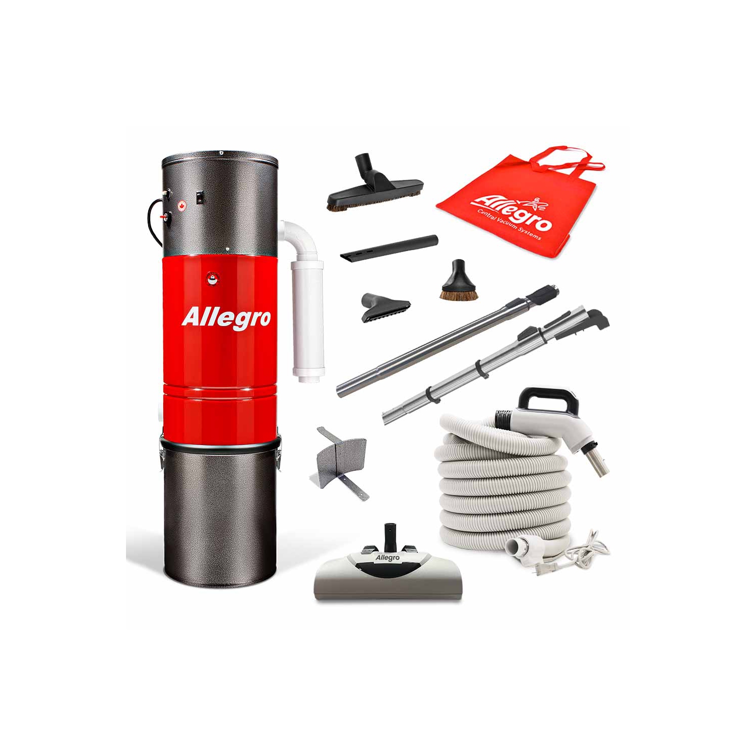 ALLEGRO POWERHOUSE PRO Central Vacuum-625AW-165" Waterlift-30ft European Powerhead and Electric Accessory Kit-Made in Canada