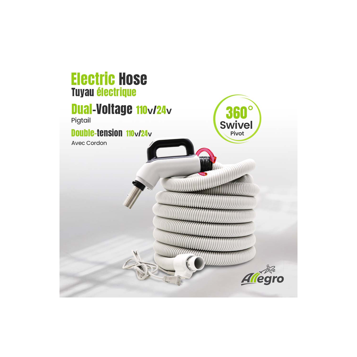 ALLEGRO POWERHOUSE PRO Central Vacuum-625AW-165" Waterlift-30ft European Powerhead and Electric Accessory Kit-Made in Canada