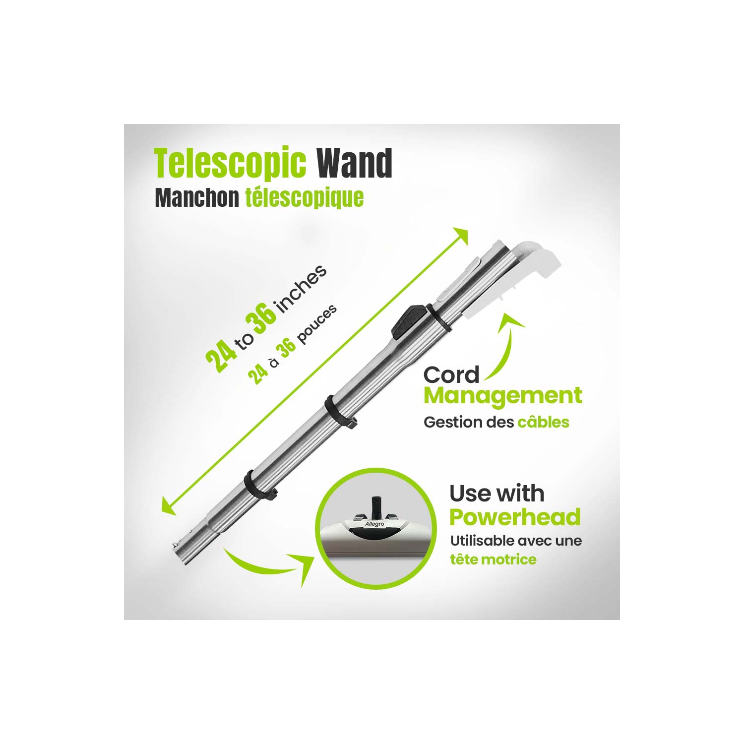 ALLEGRO POWERHOUSE PRO Central Vacuum-625AW-165" Waterlift-30ft European Powerhead and Electric Accessory Kit-Made in Canada