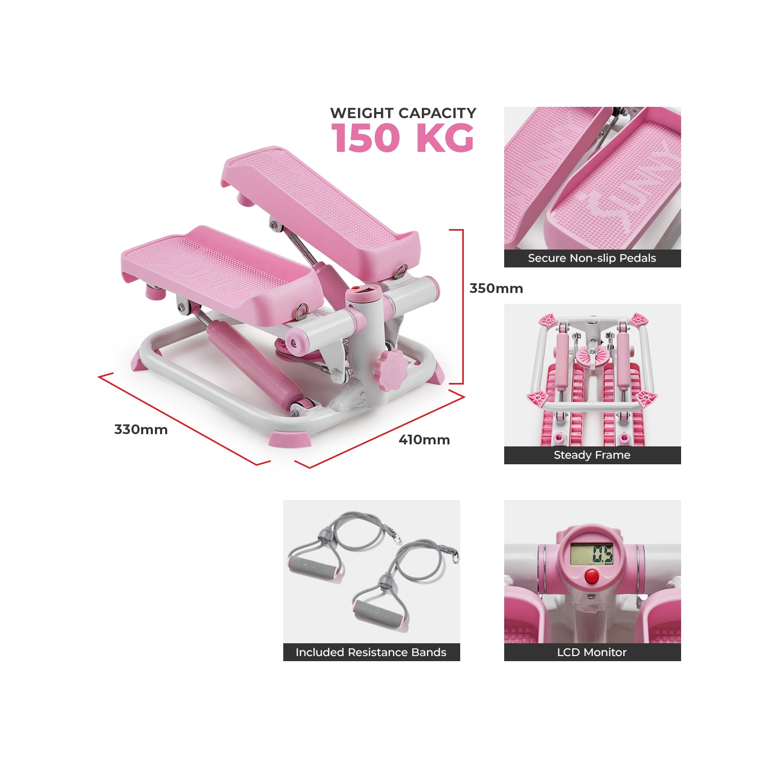 Simulateur d'escalier intelligent rose Total Body de Sunny Health & Fitness - P2000 SMART