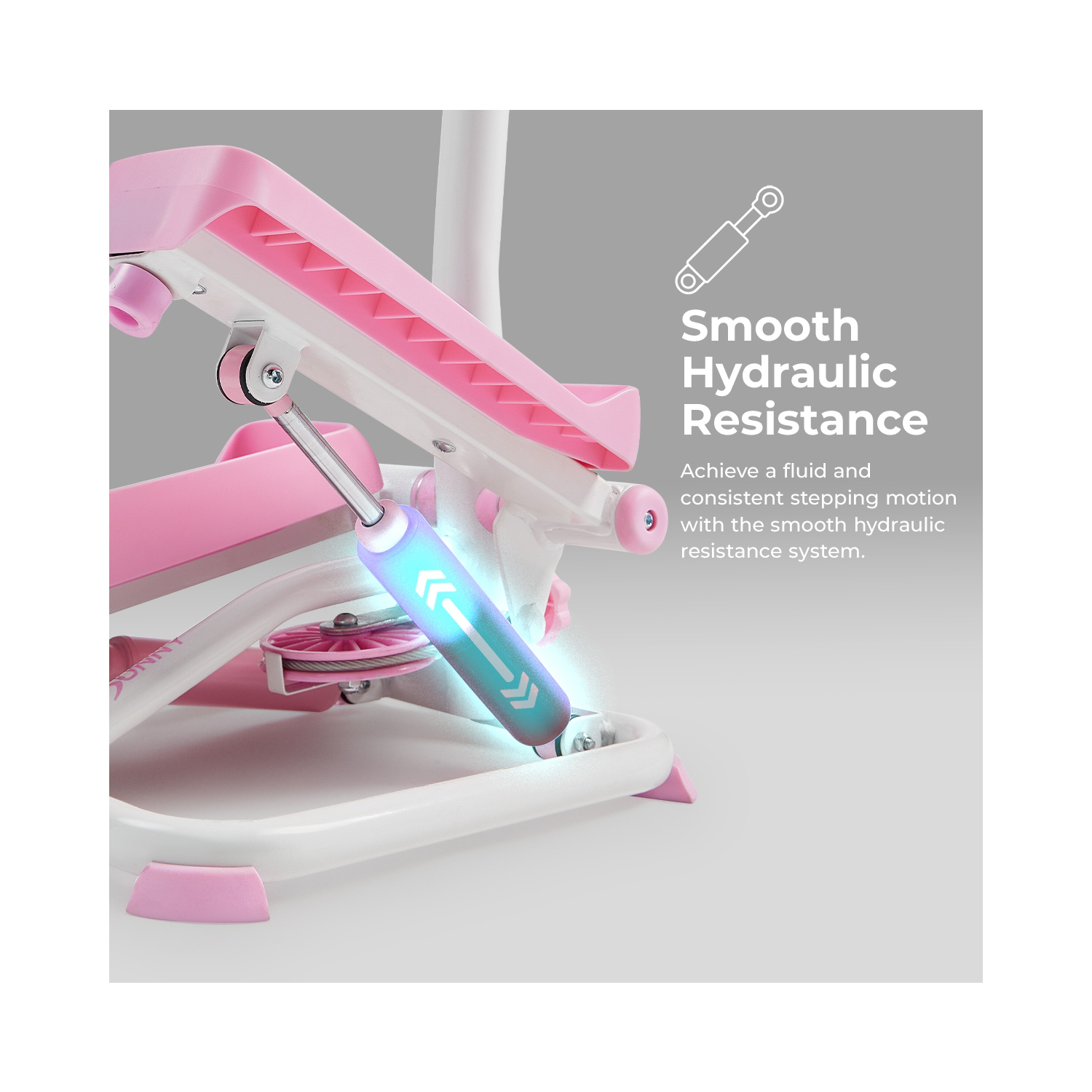 Simulateur d'escalier intelligent rose de Sunny Health & Fitness avec poignées et bandes de résistance - P2410