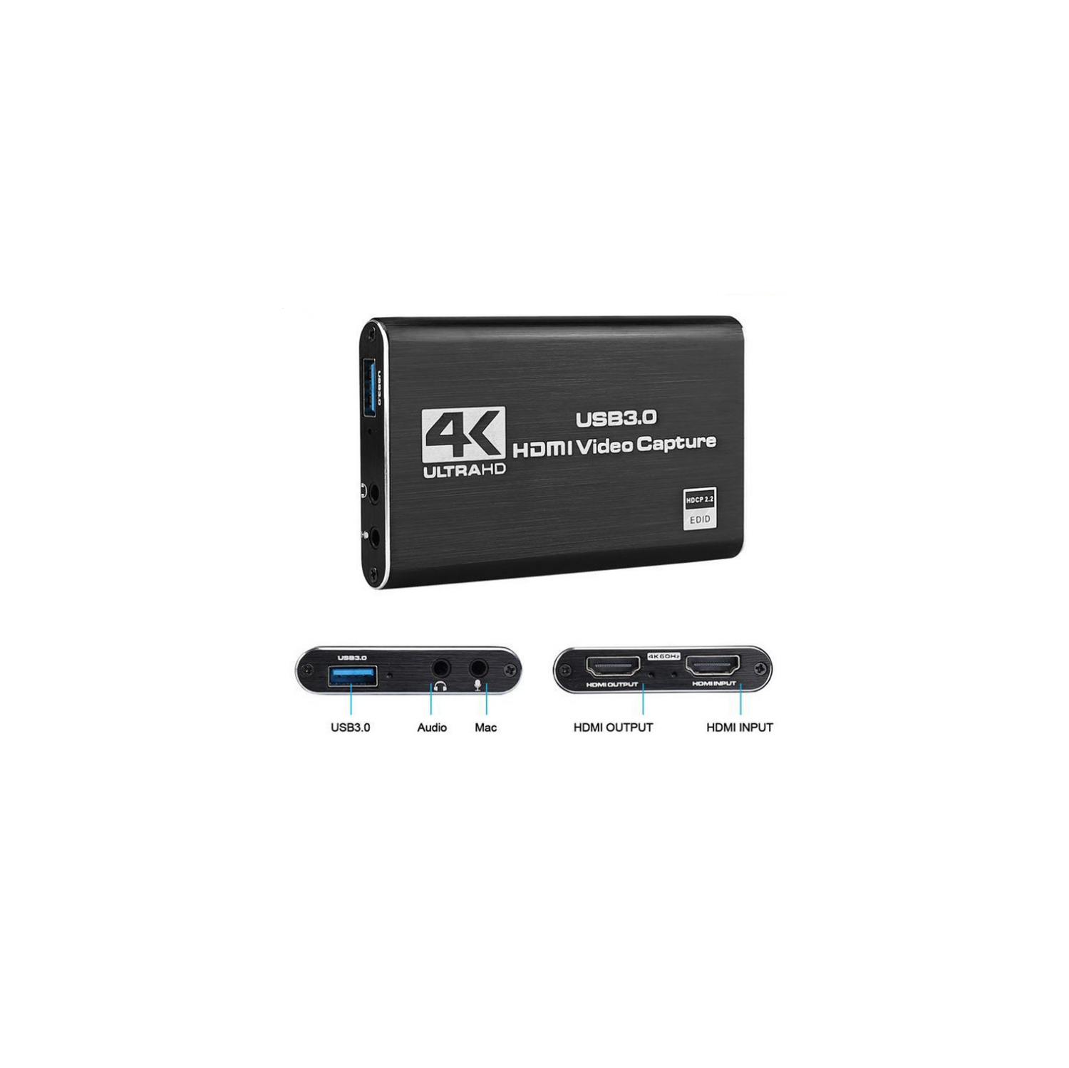 Carte de saisie vidéo HDMI, 1080p 60 ips, carte de saisie HDMI à USB 3,0 pour diffusion en continu avec appareil photo/Xbox/PS4/PS5/PC/OBS