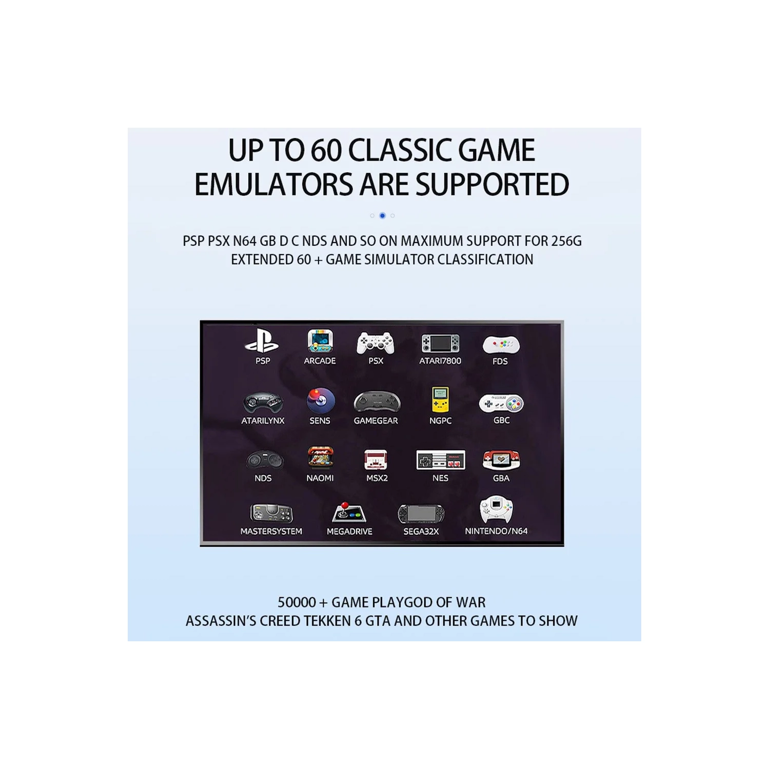 Boîte de jeu Retro Wave, 30000 jeux rétro, jeux vidéo prêts à l'emploi avec 2 manettes sans fil Dual Controller Lecteur de jeu portatif