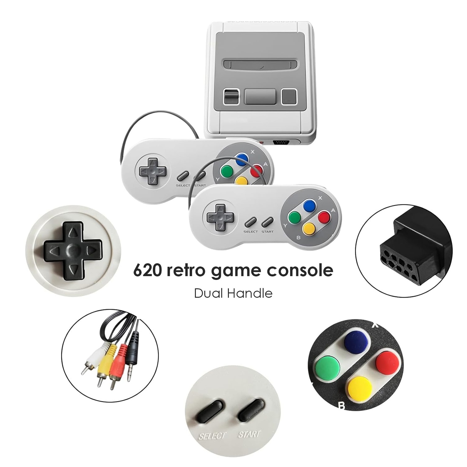 Console de jeu miniature de 620 jeux intégrée 8&nbsp;bits Lecteur de jeu portatif classique Sortie AV Console de jeu vidéo avec manette de jeu