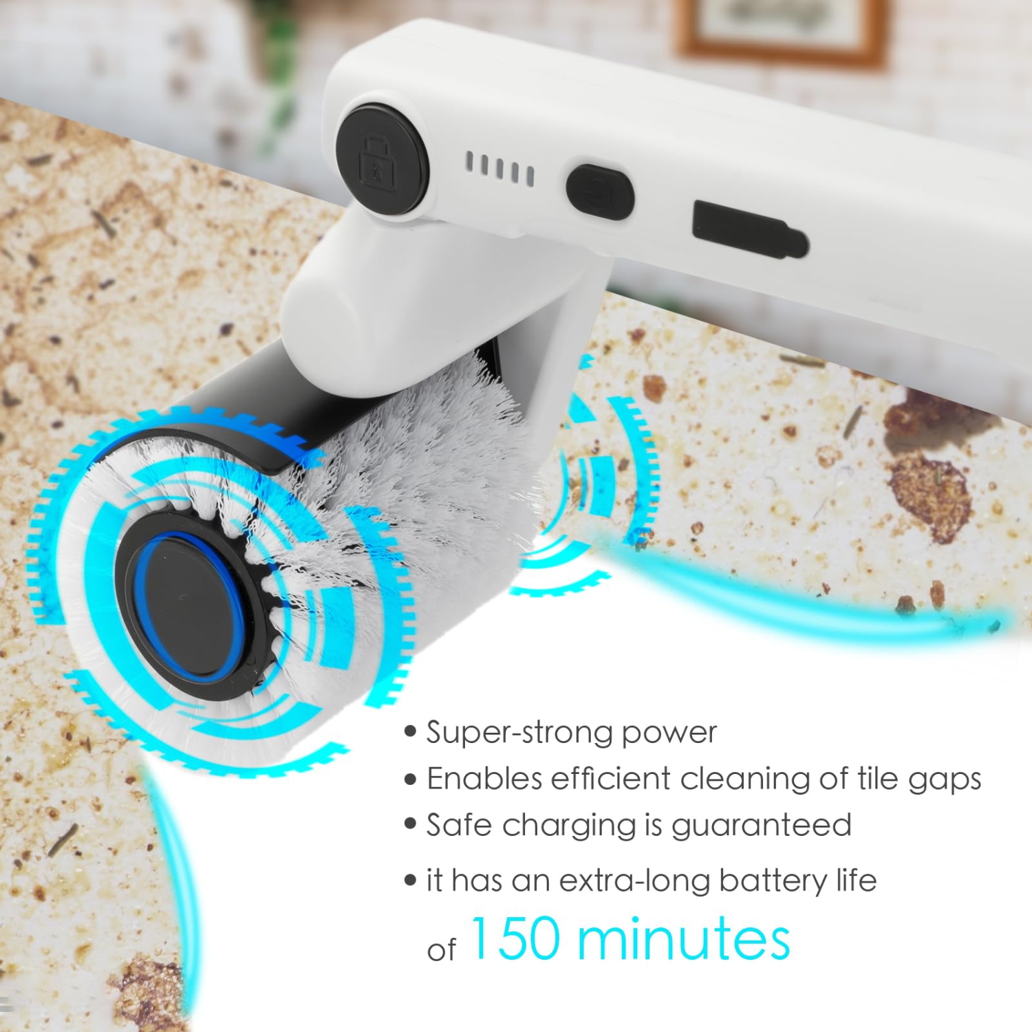 Electric Spin Scrubber- Shower Scrubber with Long Handle, Electric Cleaning Brush with Replaceable Brush Heads for Shower, Bathtub,Tile, Floor