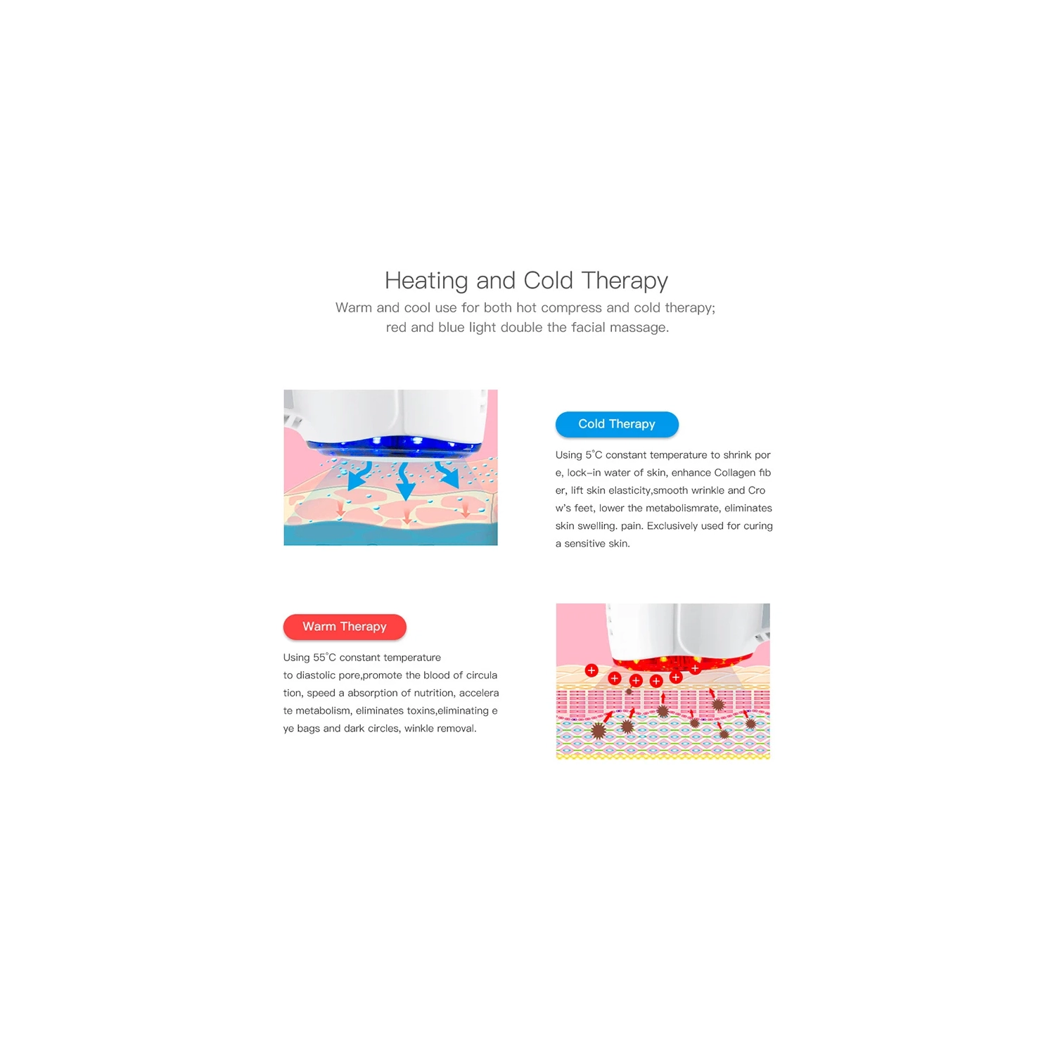 Facial Lifting Massager, Hot and Cold Hammer Face Beauty Equipment Tighten Lifting Skin Rejuvenation Soothing Massager Skin Care tool