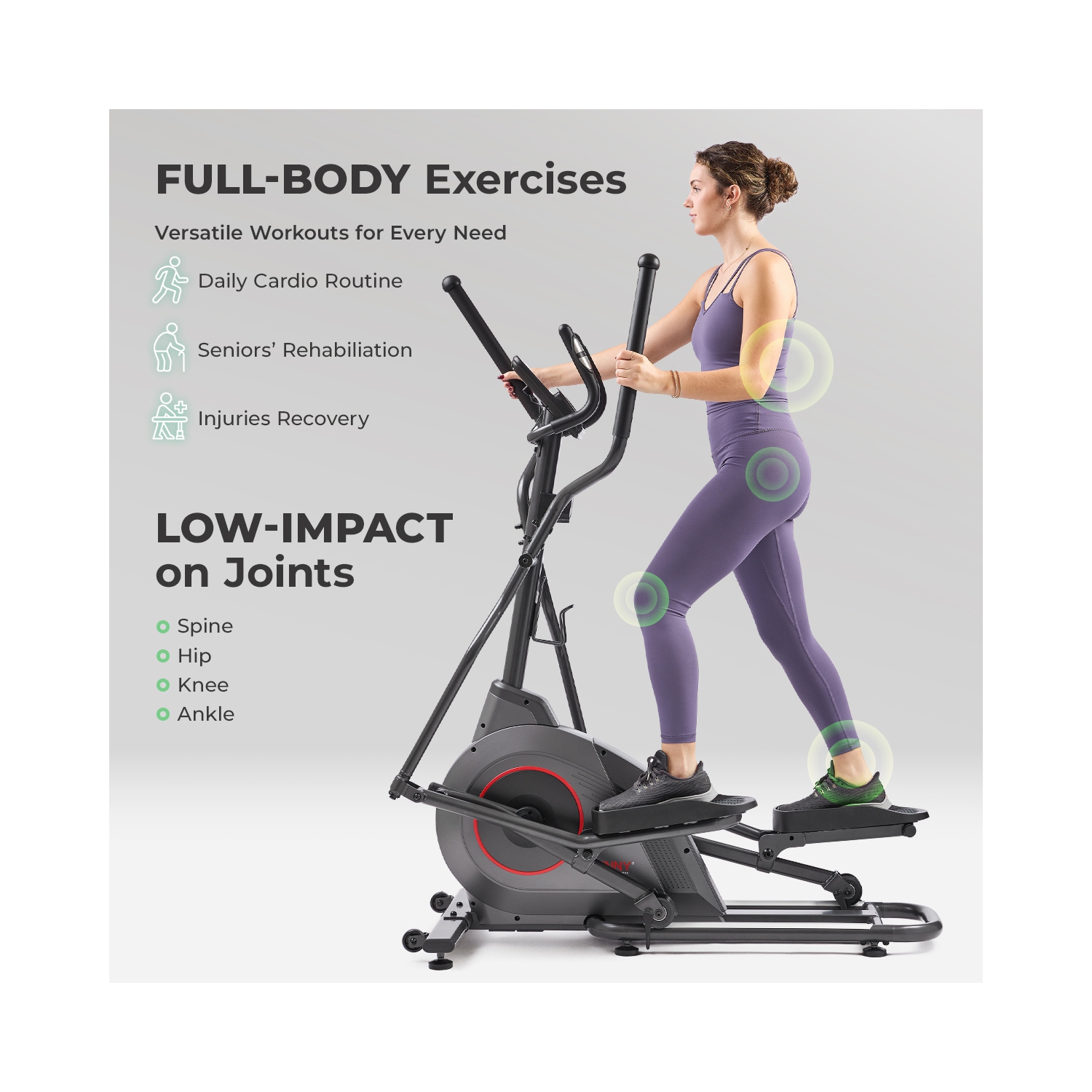 Exerciseur elliptique magnétique intelligent Pro de Sunny Health & Fitness avec bande de 16&nbsp;po - SF-E323038