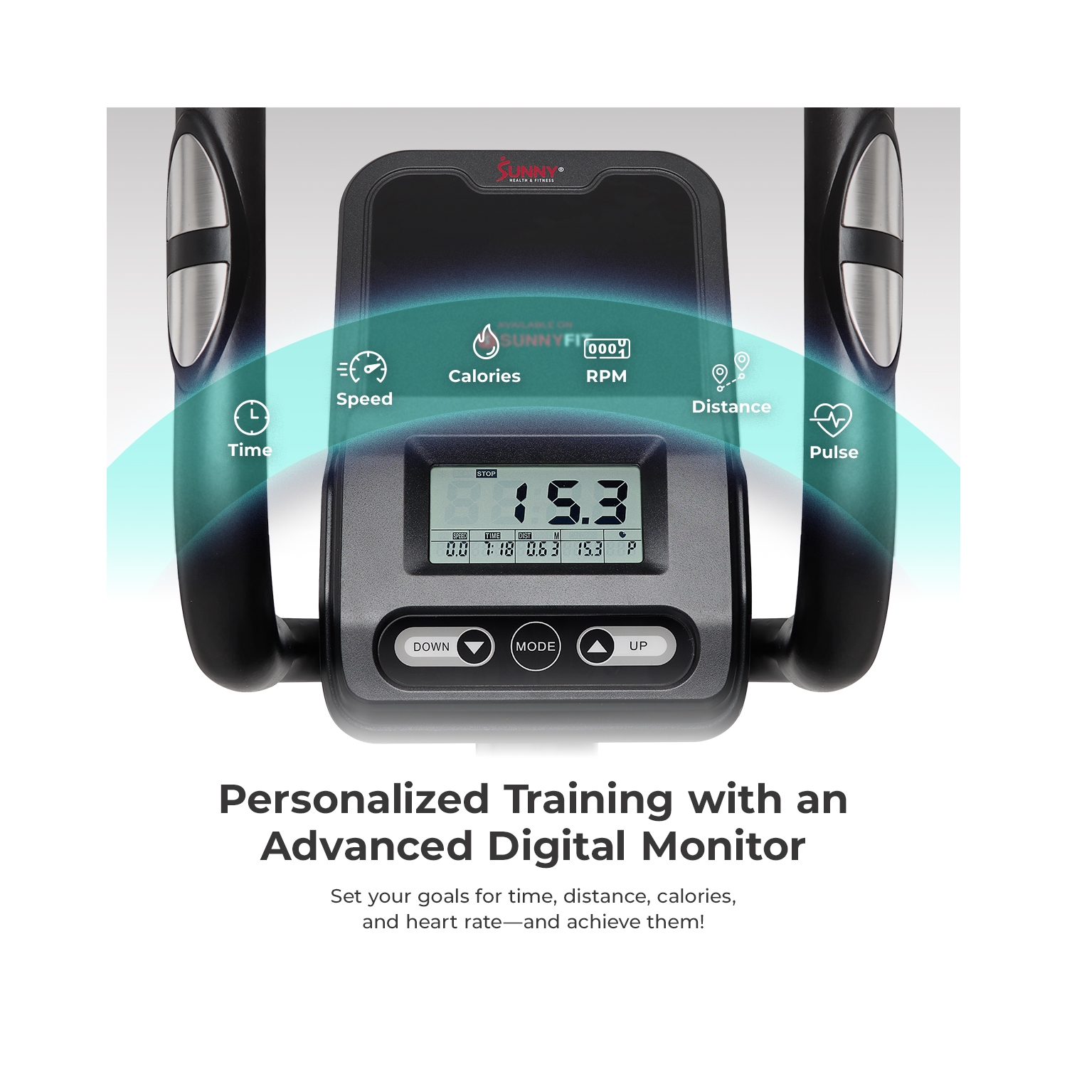 Exerciseur elliptique magnétique intelligent Pro de Sunny Health & Fitness avec bande de 16&nbsp;po - SF-E323038