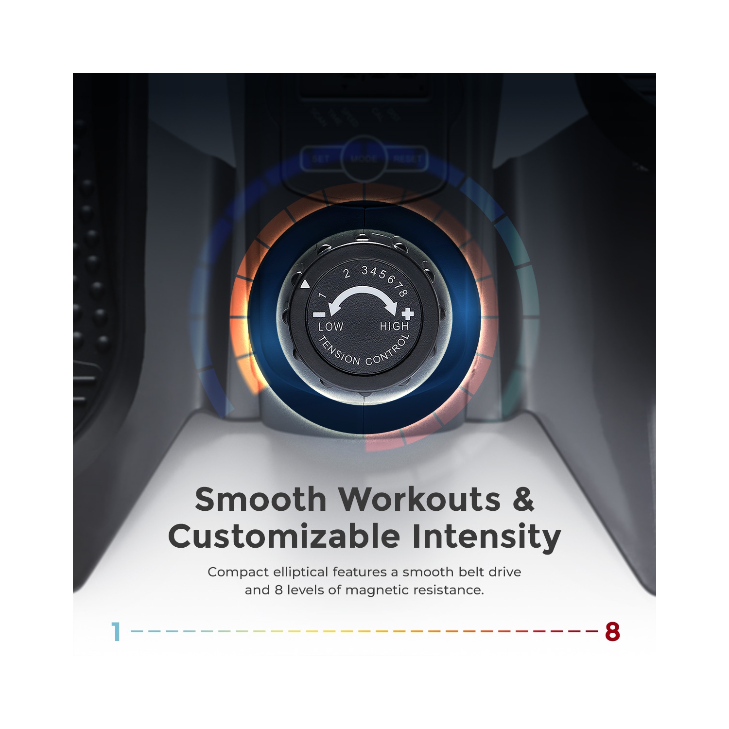 Exerciseur elliptique portatif magnétique intelligent sous le bureau de Sunny Health & Fitness - SF-E323017