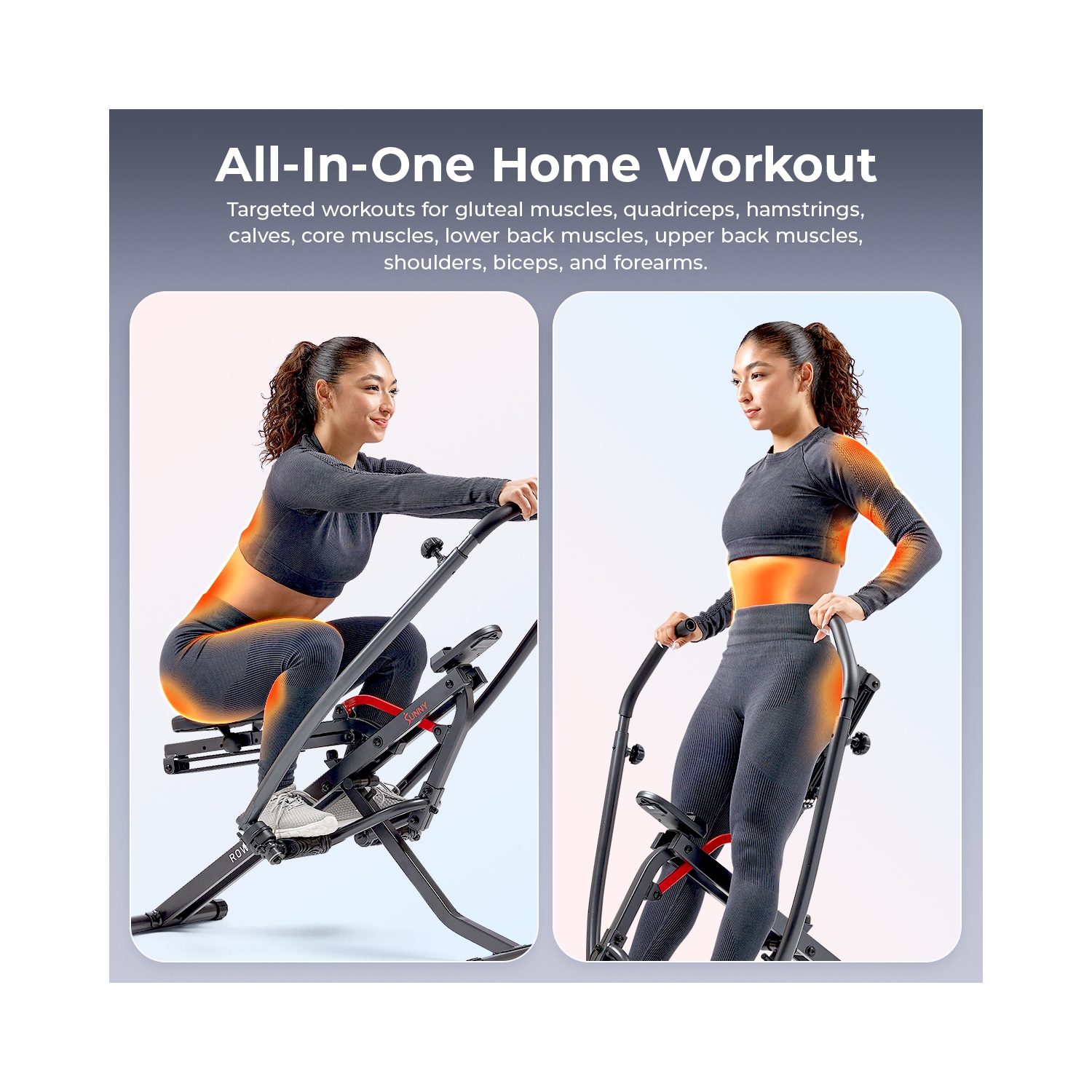 Entraîneur multifonction intelligent Row-N-Ride tout le corps ajustable de Sunny Health & Fitness – SF-A022070