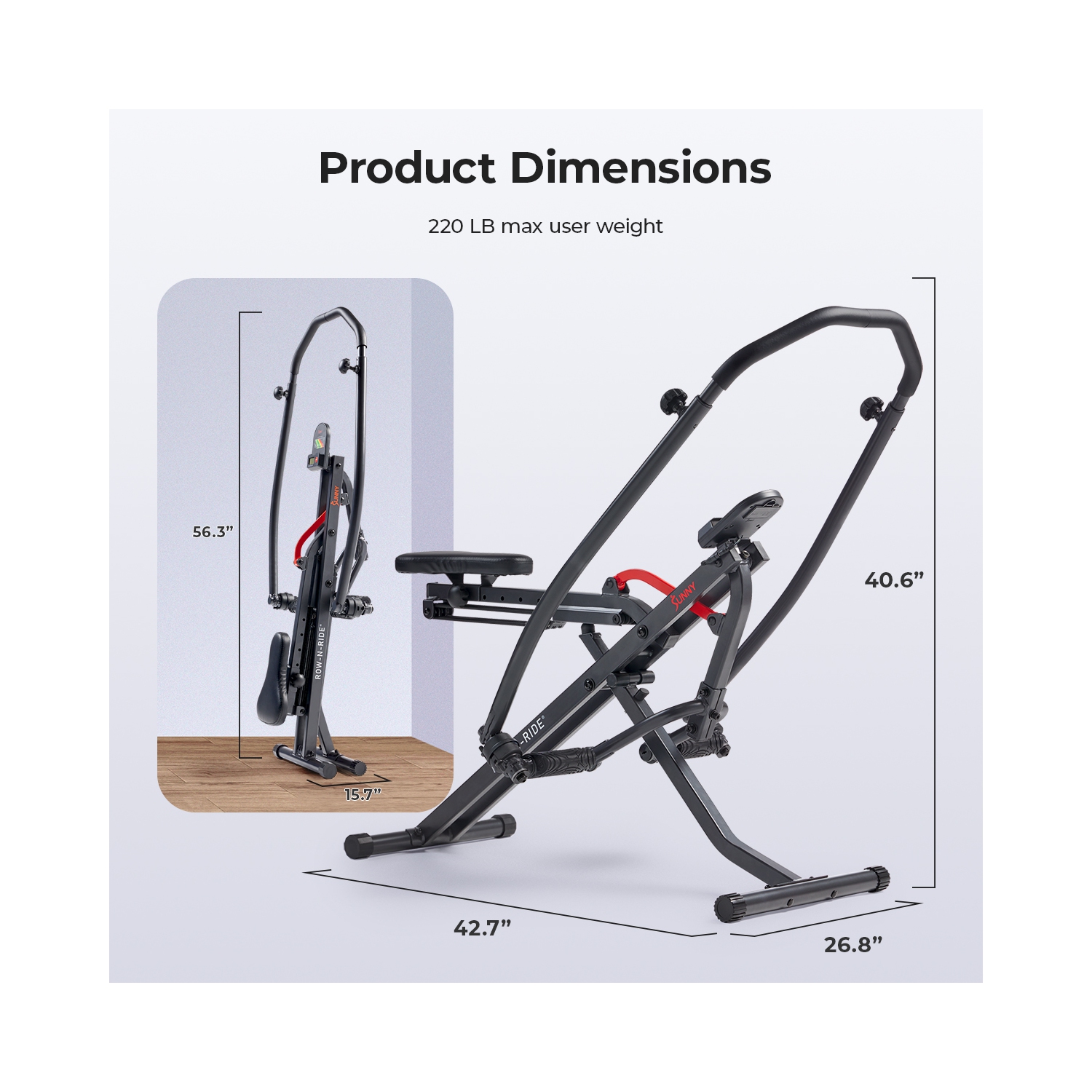 Entraîneur multifonction intelligent Row-N-Ride tout le corps ajustable de Sunny Health & Fitness – SF-A022070