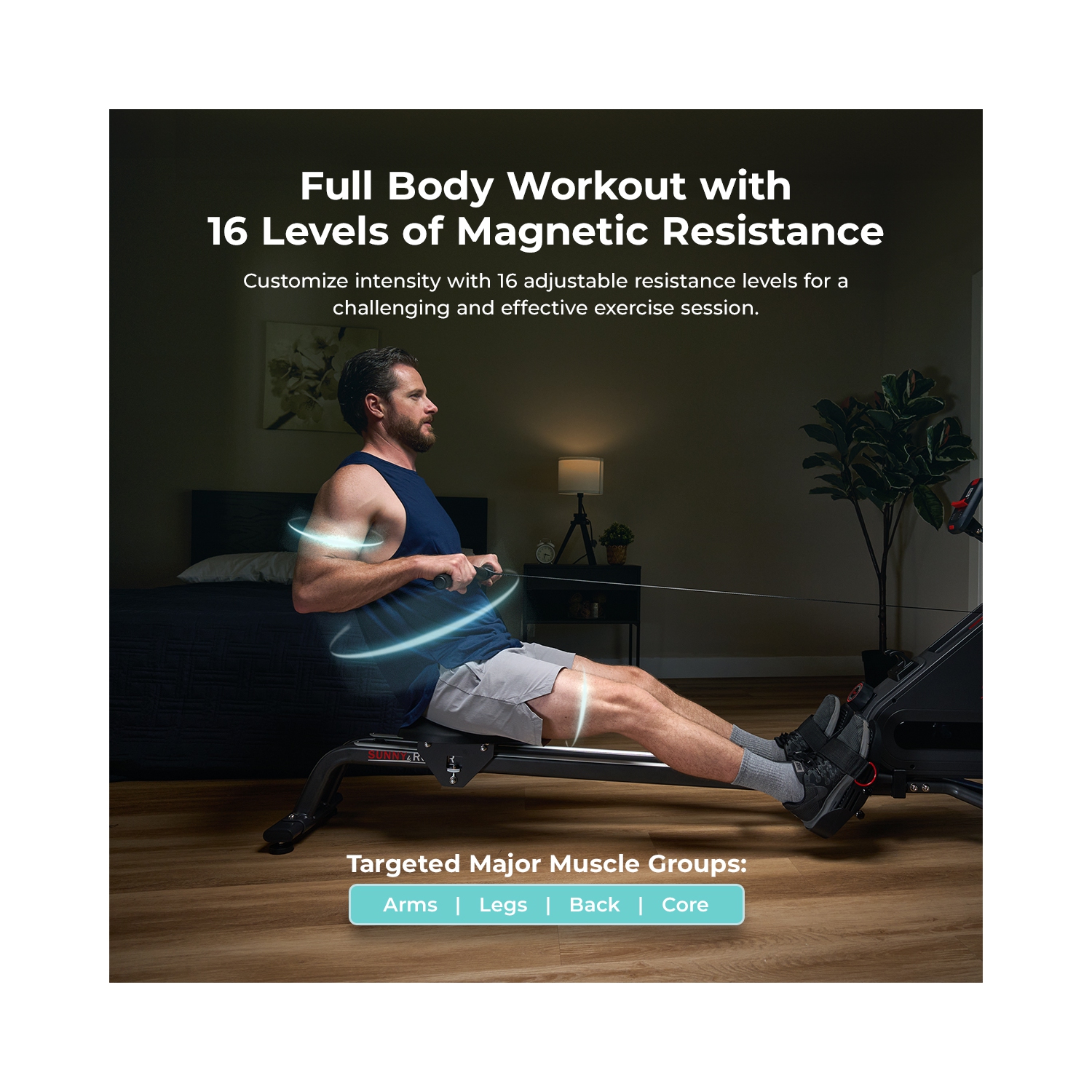 Rameur magnétique intelligent avec rail double coulissant de Sunny Health & Fitness - SF-RW523021