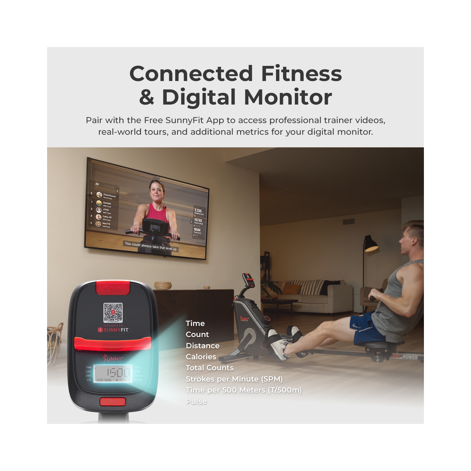 Rameur magnétique intelligent Corezy de Sunny Health & Fitness - SF-RW523043