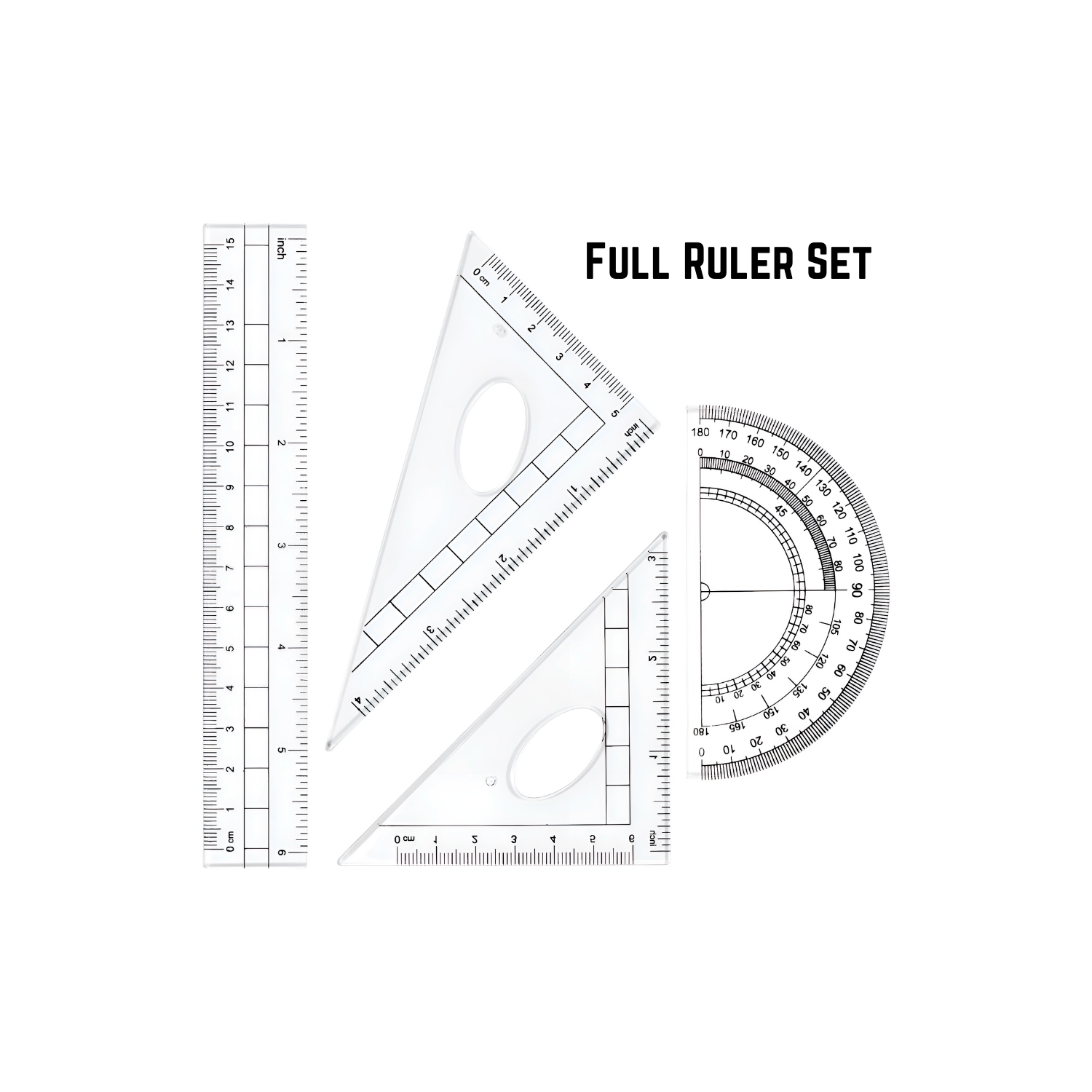 Geometry Set – 10-Piece Kit with Compass, Protractor, Rulers, Pencil, Eraser, Sharpener & More – Full Drawing Set for Students with Accurate Tools