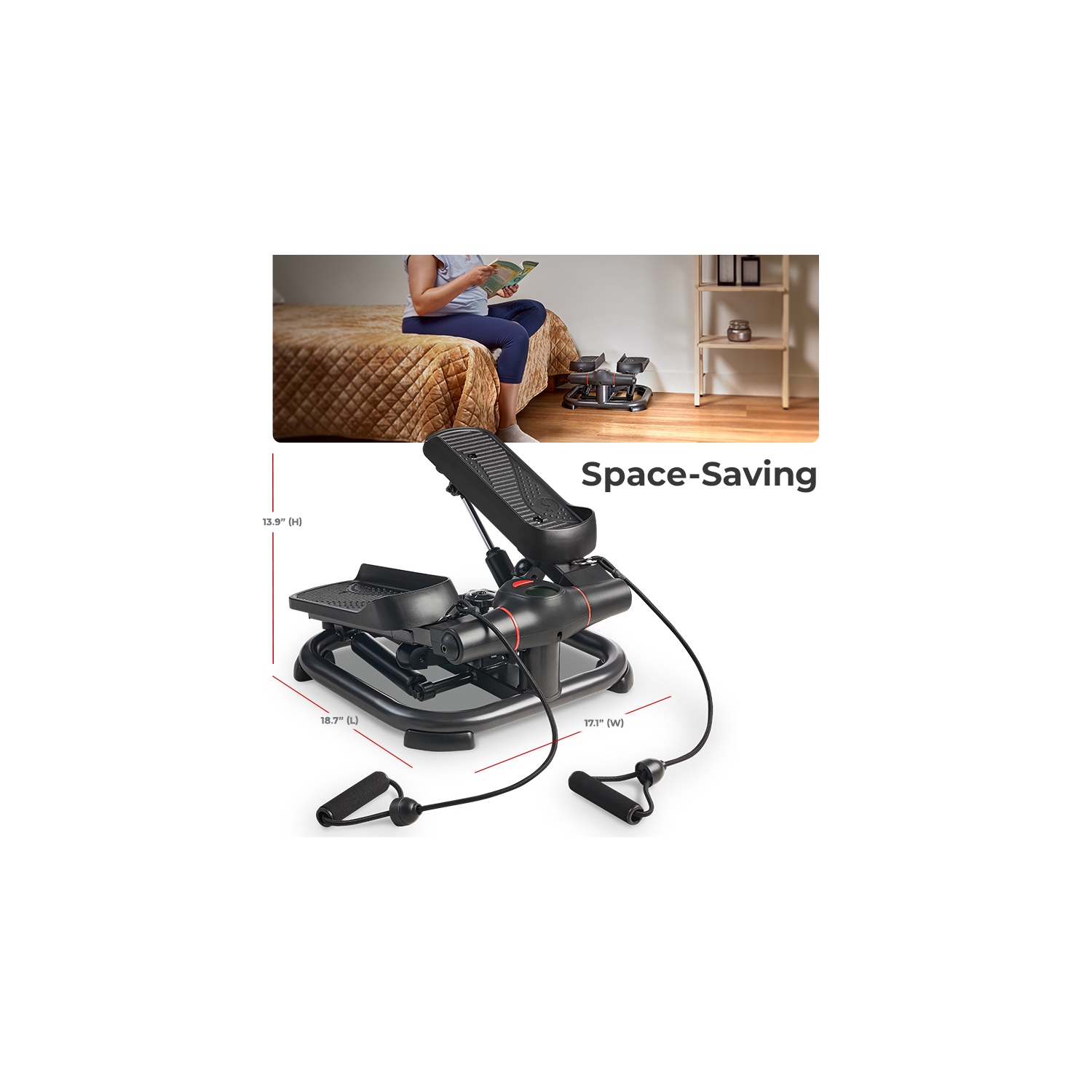 Simulateur d'escalier de Sunny Health & Fitness avec bandes élastiques – SF-S021054