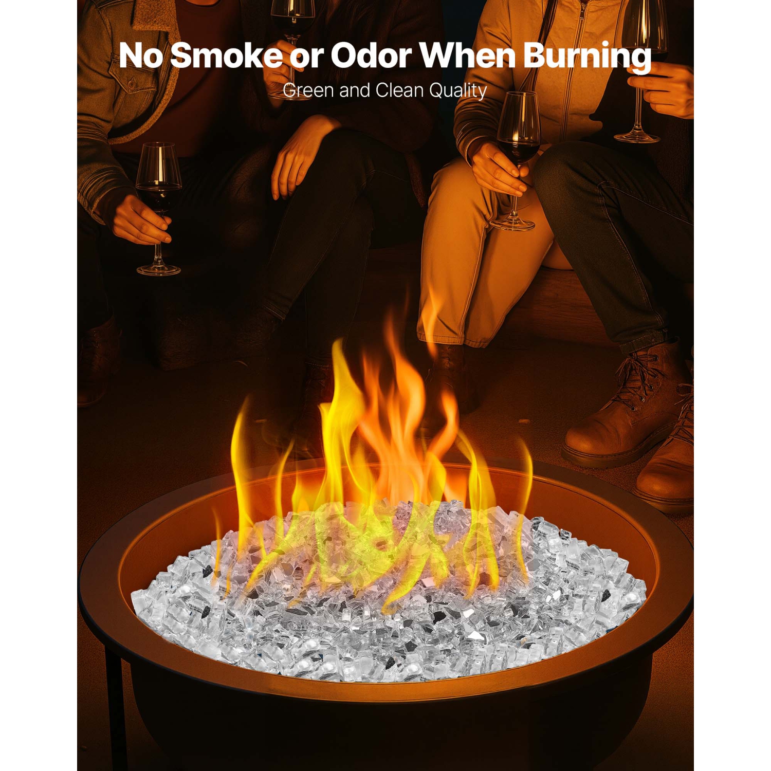 VEVOR 10 LBS / 4.5 KG Fire Glass,High-Temperature Resistant Fireplace Rocks, 1/2-Inch / 12.7 mm Reflective & Smokeless Firepit Glass Rock, High