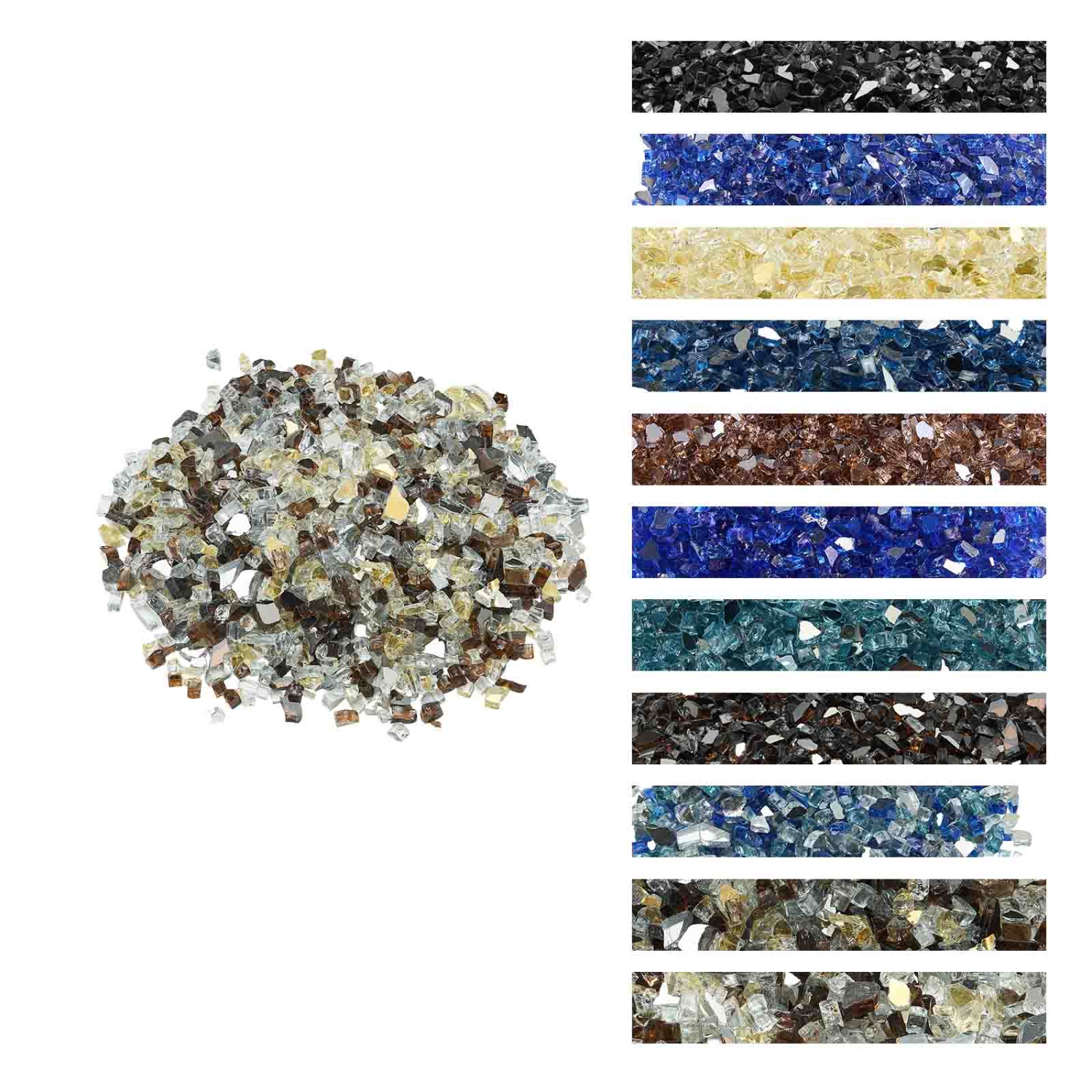 VEVOR 10 LBS / 4.5 KG Fire Glass,High-Temperature Resistant Fireplace Rocks, 1/2-Inch / 12.7 mm Reflective Firepit Glass Rock, High Luster Stone