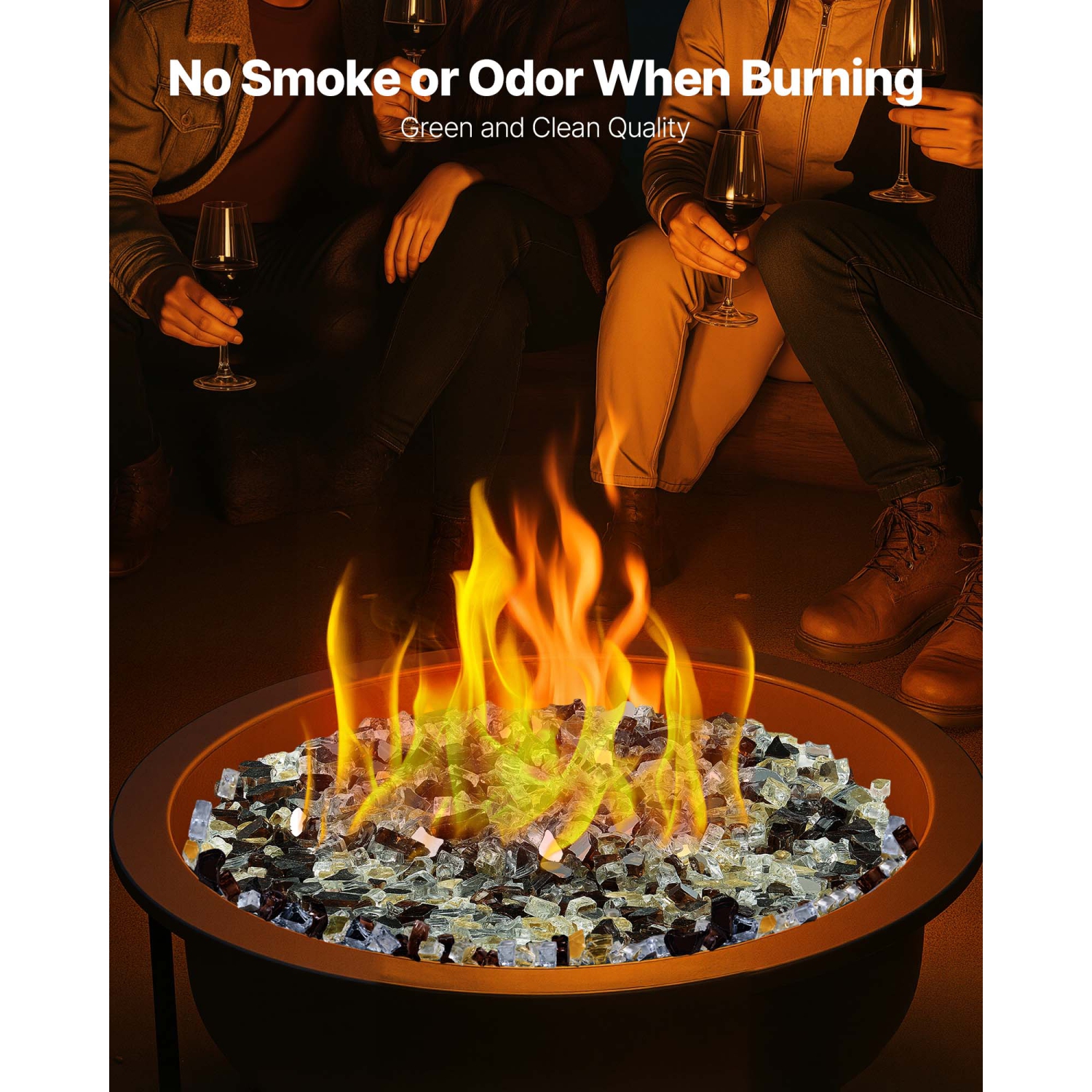 VEVOR 10 LBS / 4.5 KG Fire Glass,High-Temperature Resistant Fireplace Rocks, 1/2-Inch / 12.7 mm Reflective Firepit Glass Rock, High Luster Stone