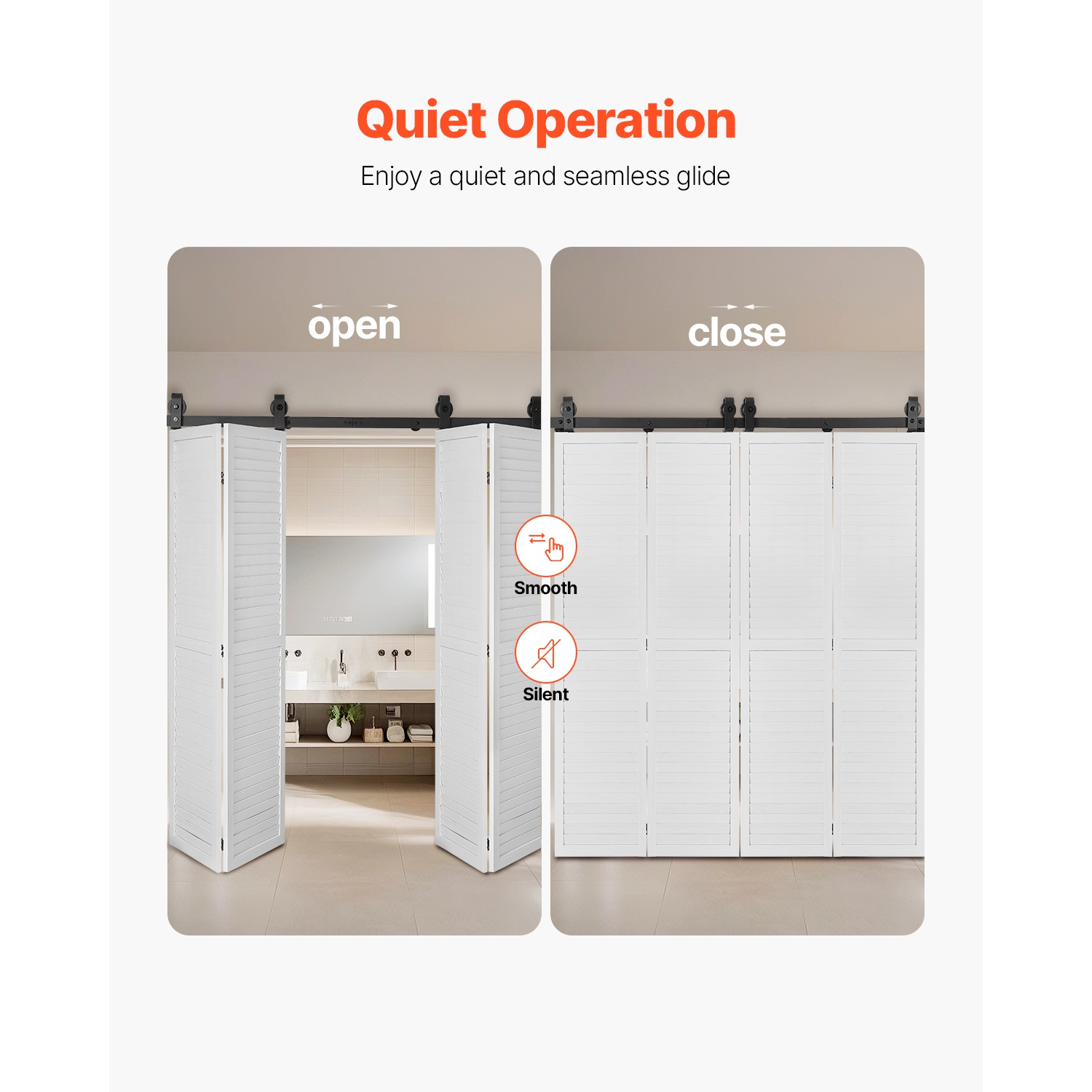 VEVOR 76" Bi-Folding Sliding Barn Door Hardware Track Kit,Top Mount Track Kit,Slide Smoothly & Quietly,Heavy Duty, Easy to Install,Suitable for Four