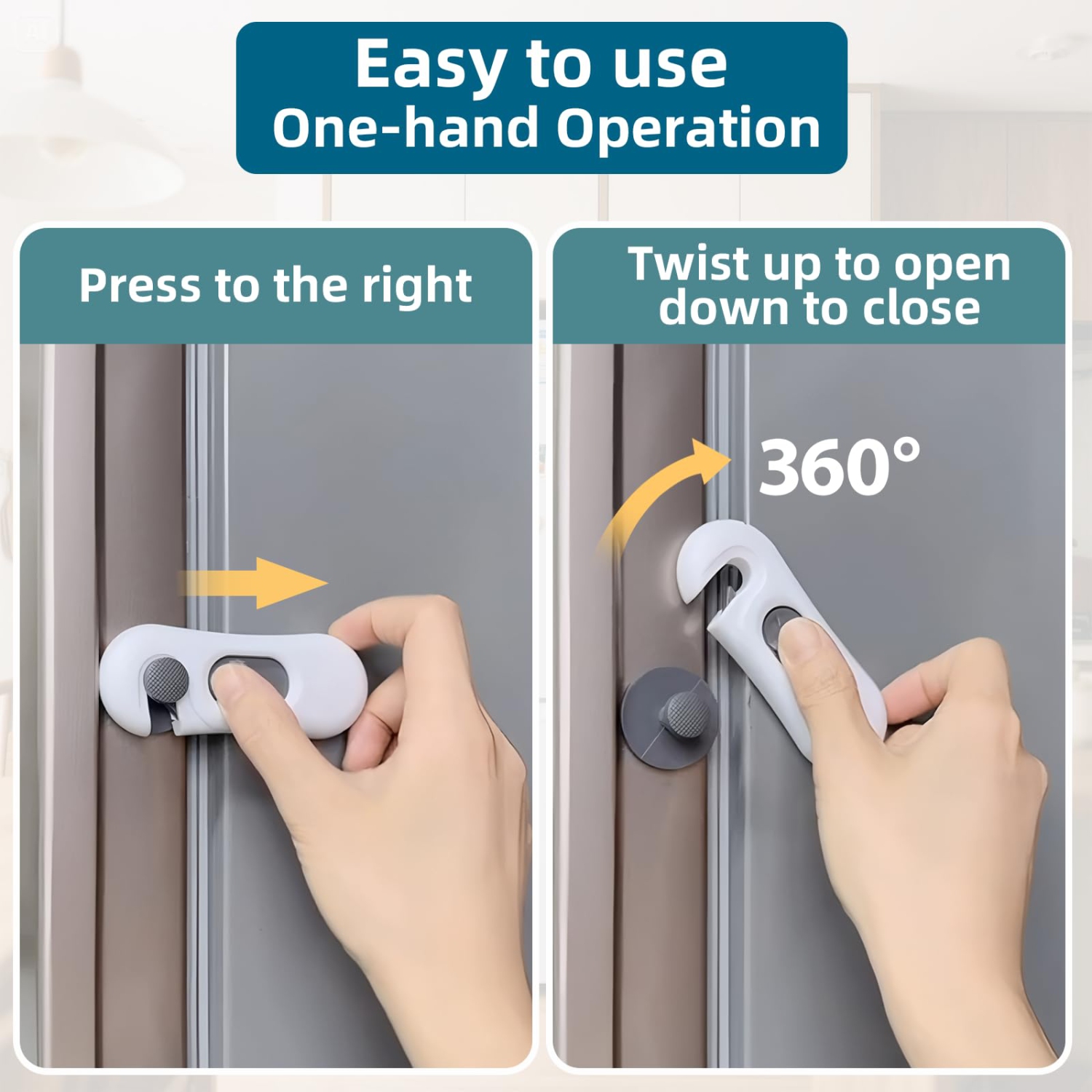 5-Pack Child Safety Fridge Locks for Kid & Pet, Baby Proof Refrigerator Lock with 3M Adhesive, Toddler Freezer Lock for Cabinet, Drawer, Oven