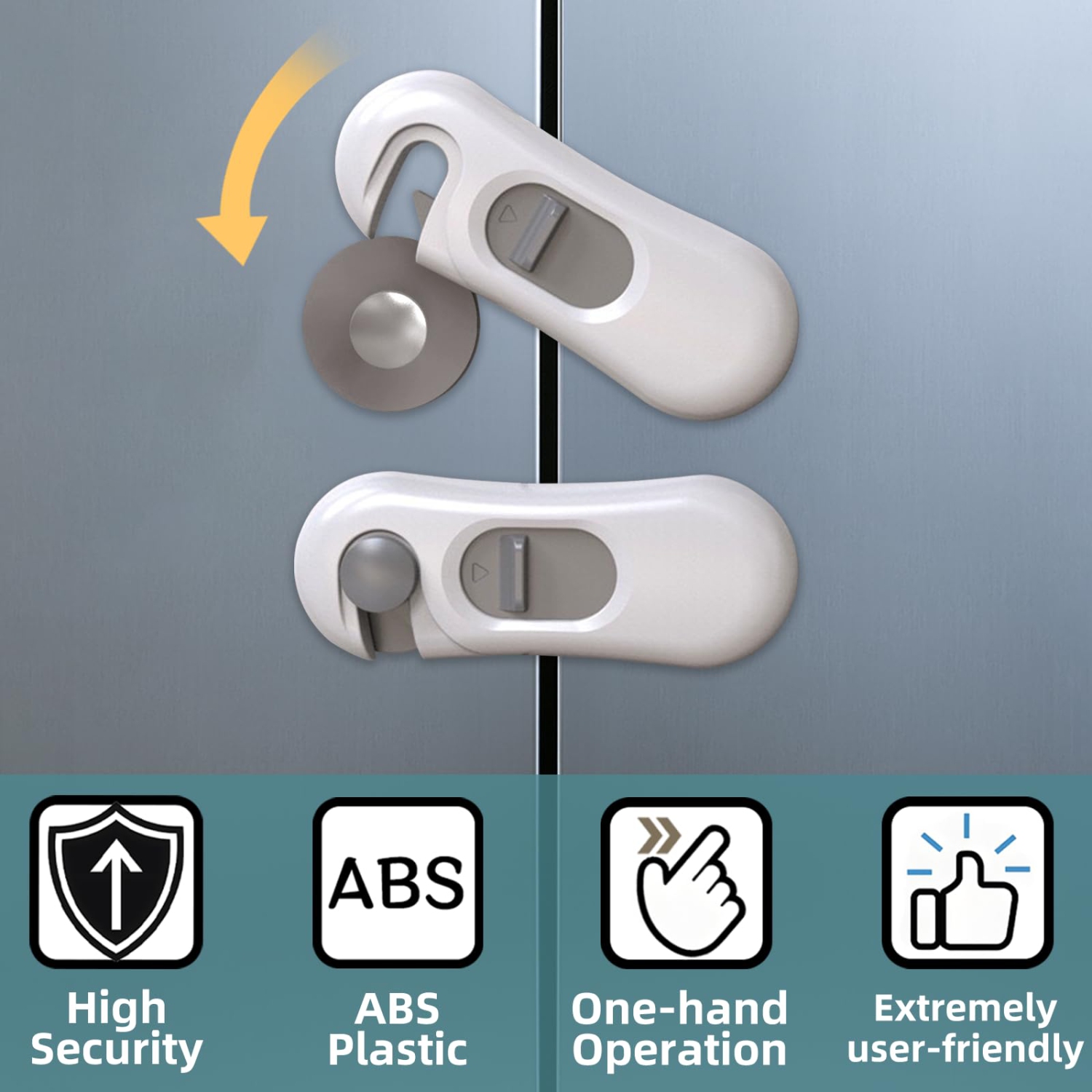 5-Pack Child Safety Fridge Locks for Kid & Pet, Baby Proof Refrigerator Lock with 3M Adhesive, Toddler Freezer Lock for Cabinet, Drawer, Oven