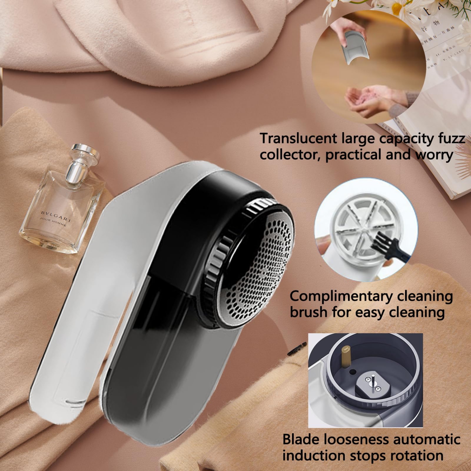 Rechargeable Electric Lint Fabric Shaver with 3 Speeds & 2 Replacement Blades,LED Display Portable Fuzz Remover for Pilling Clothes,Couch, Sweater