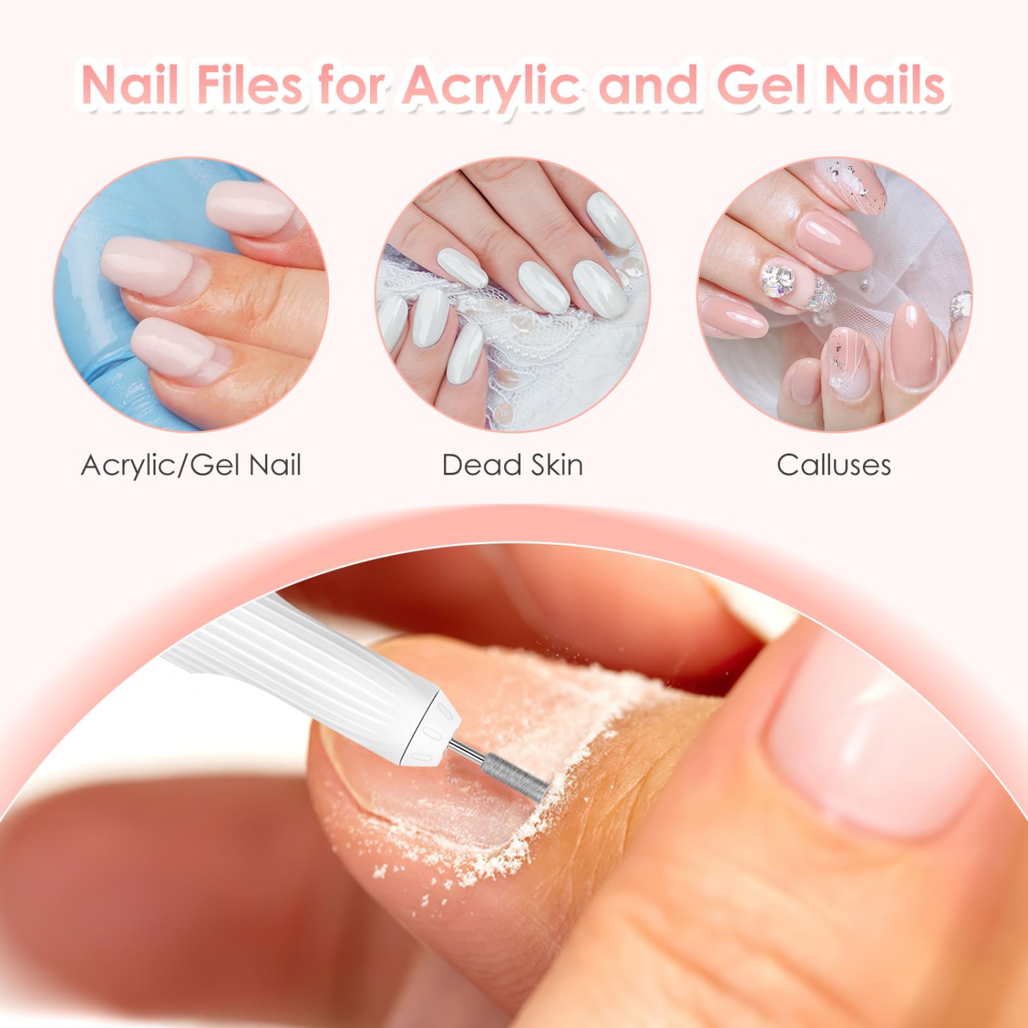 Lime à ongles électrique sans fil 3-en-1, perceuse à ongles électrique réglable à 5 vitesses 18000&nbsp;tr/min Lampe à ongles intégrée Perceuse à