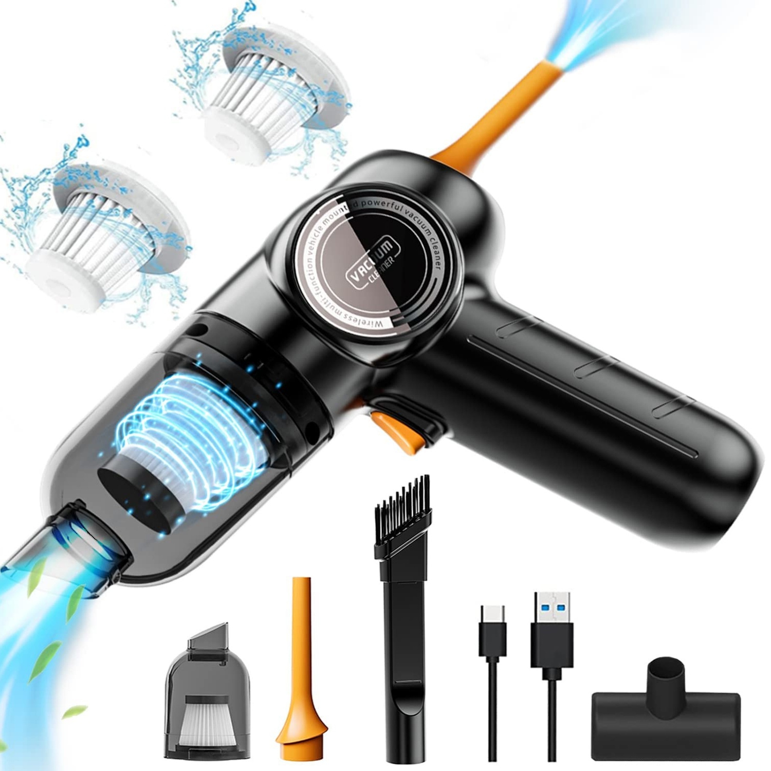 Handheld Vacuum Wireless Portable 9000Pa Strong Suction Cordless Lightweight Low-Noise, Fast Charging Multifuctional Vacuum Cleaner