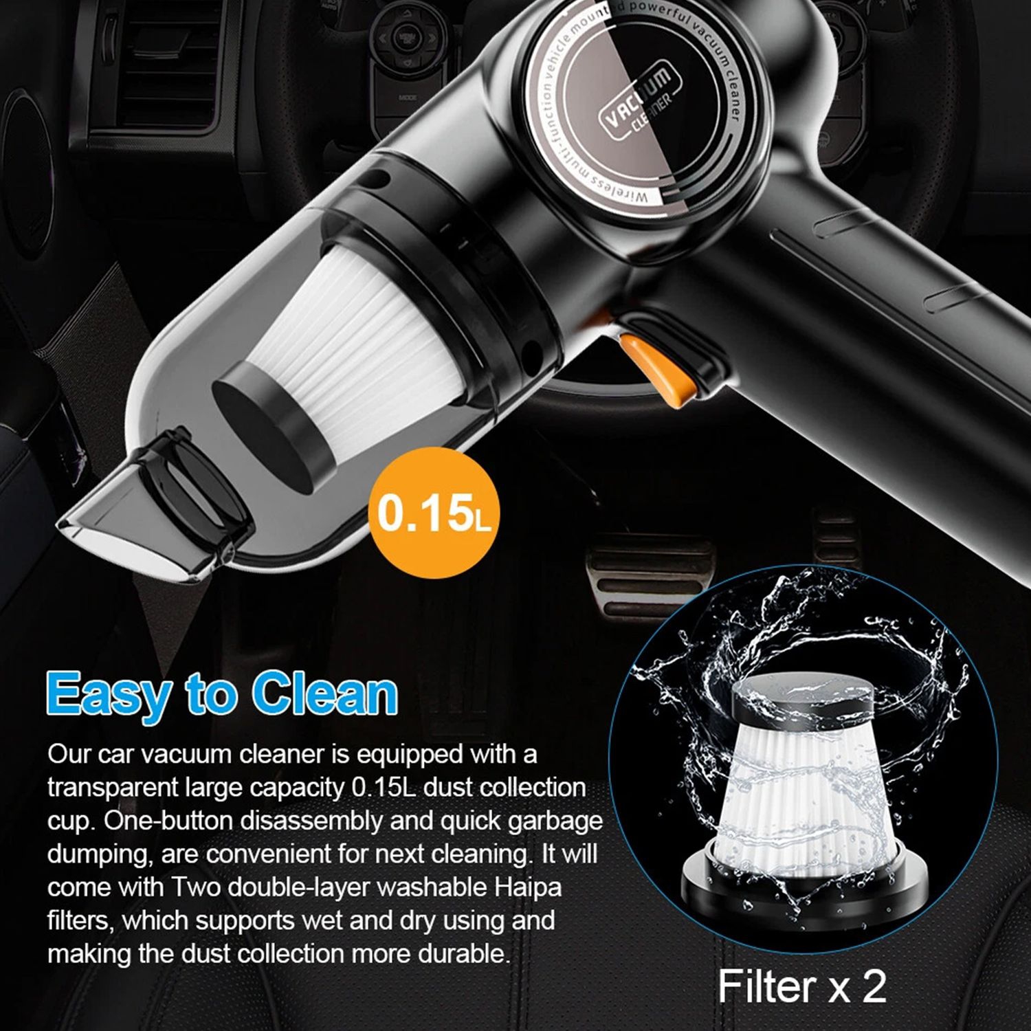 Handheld Vacuum Wireless Portable 9000Pa Strong Suction Cordless Lightweight Low-Noise, Fast Charging Multifuctional Vacuum Cleaner