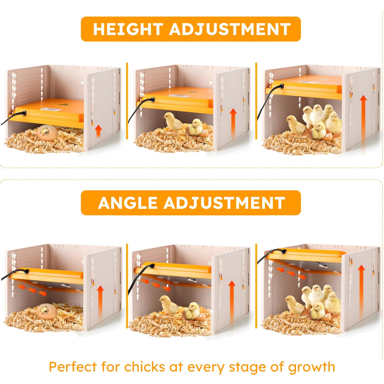 Brooder Heat for Chicks, 25W Three-Sided Windproof Chicks Heating Plate with Adjustable Height and Angle,26.5 * 27.5cm Brooder Warm