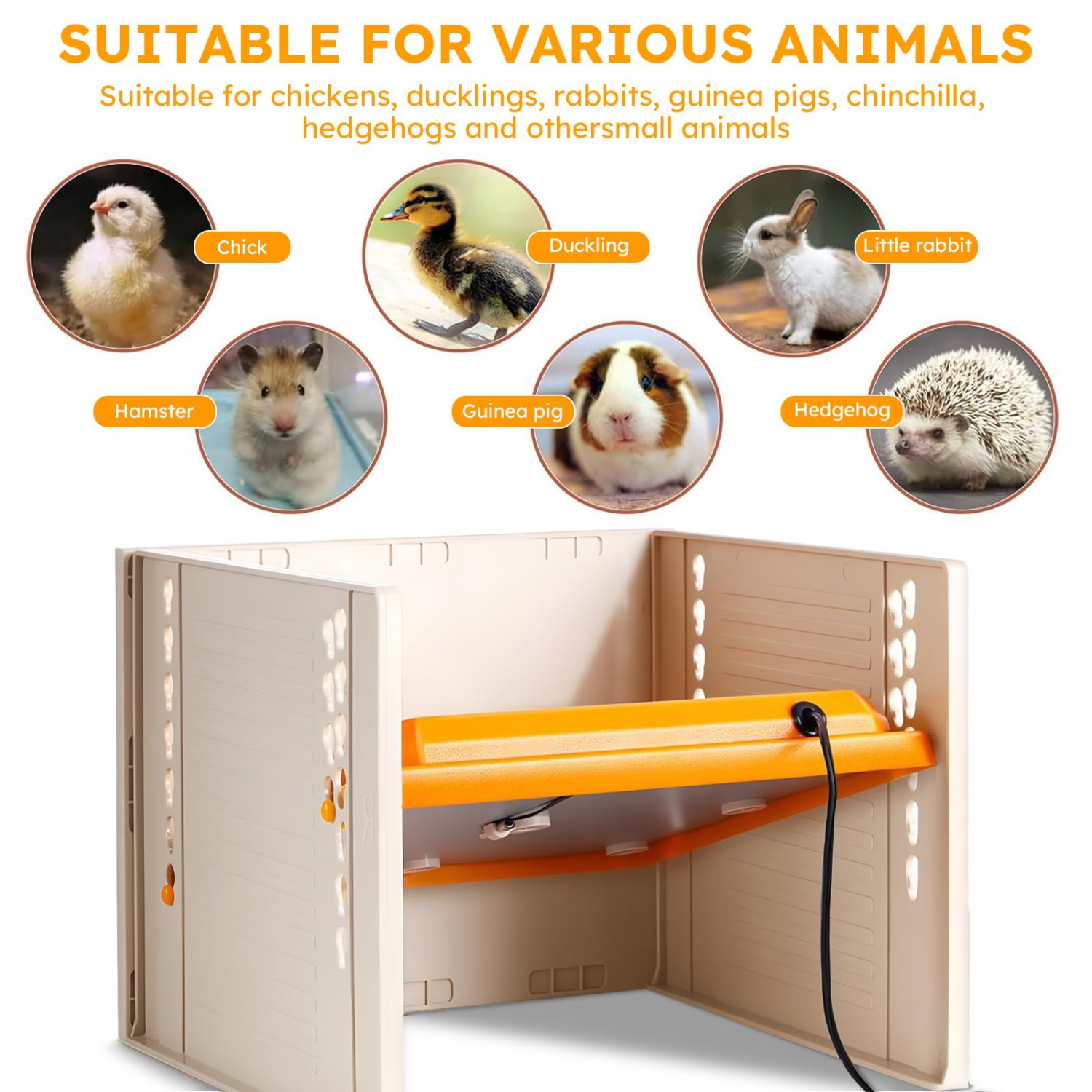 Brooder Heat for Chicks, 25W Three-Sided Windproof Chicks Heating Plate with Adjustable Height and Angle,26.5 * 27.5cm Brooder Warm